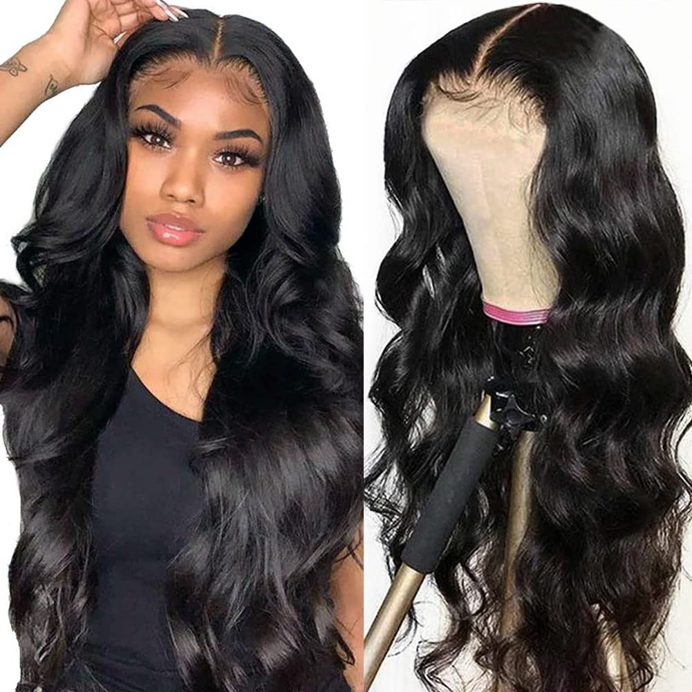Natural Black Human Hair Wigs for Women - 26 Inch Hedy Lace Front Wig with Body Wave, Pre-Plucked Baby Hair, 220% Density & 4x4 Lace Closure | Glueless Lace Wig for African American Women - Perfect for Daily Wear, Parties & Special Occasions