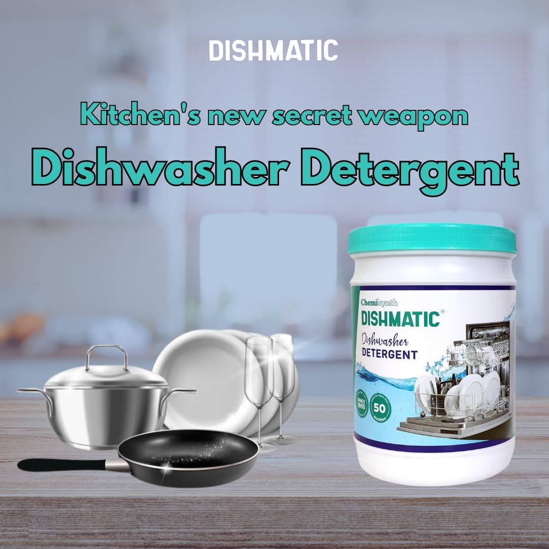 DISHMATIC Dishwasher Detergent Powder (1 kg) - Powerful Automatic Cleaner for Spot-Free & Sparkling Dishes | Compatible with All Dishwasher Machines | Ideal for Daily Use, Parties & Large Families