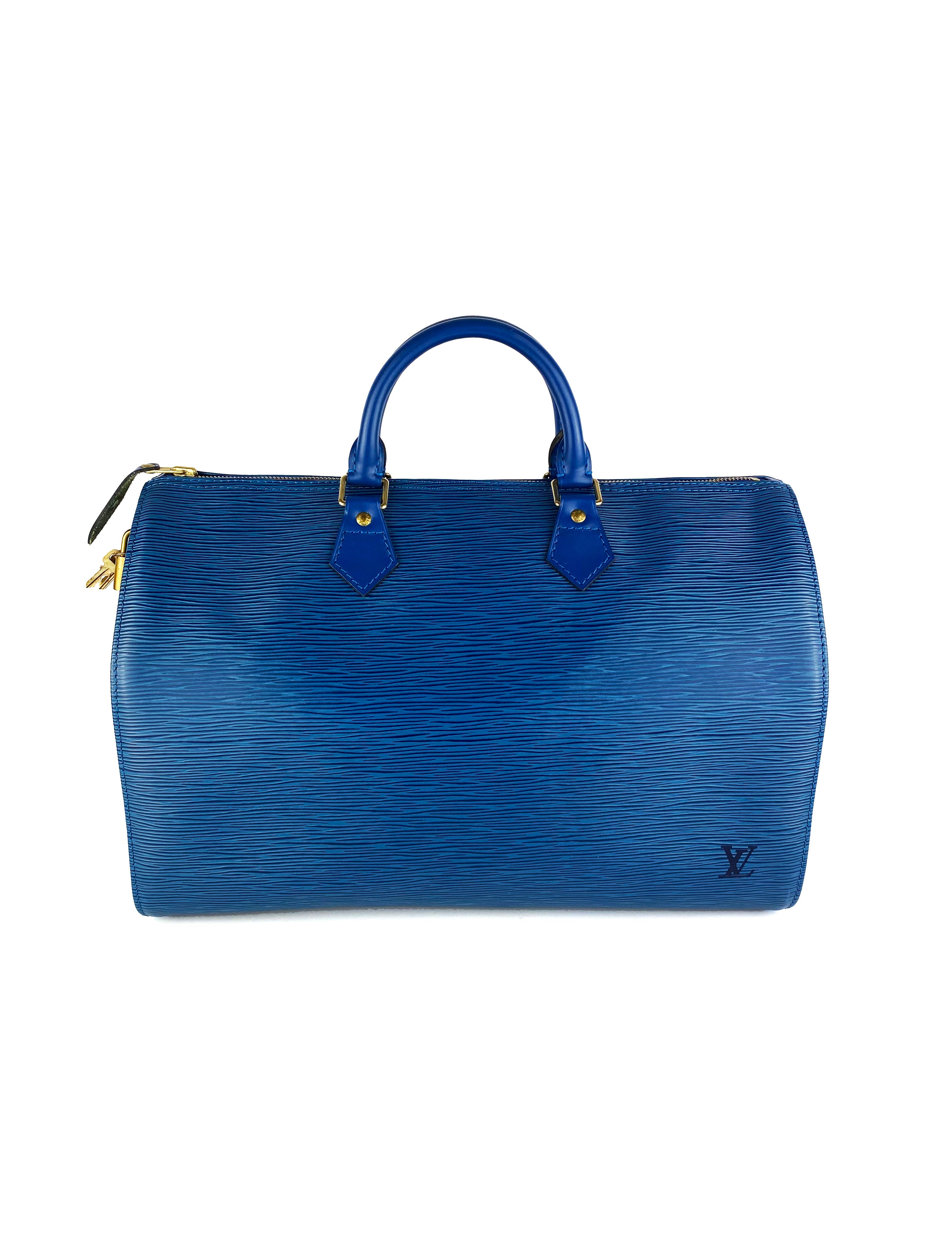 Authentic Louis Vuitton Speedy 35 Epi Leather Handbag in Toledo Blue - Luxury Shoulder Bag for Women, Perfect for Work, Travel & Everyday Use