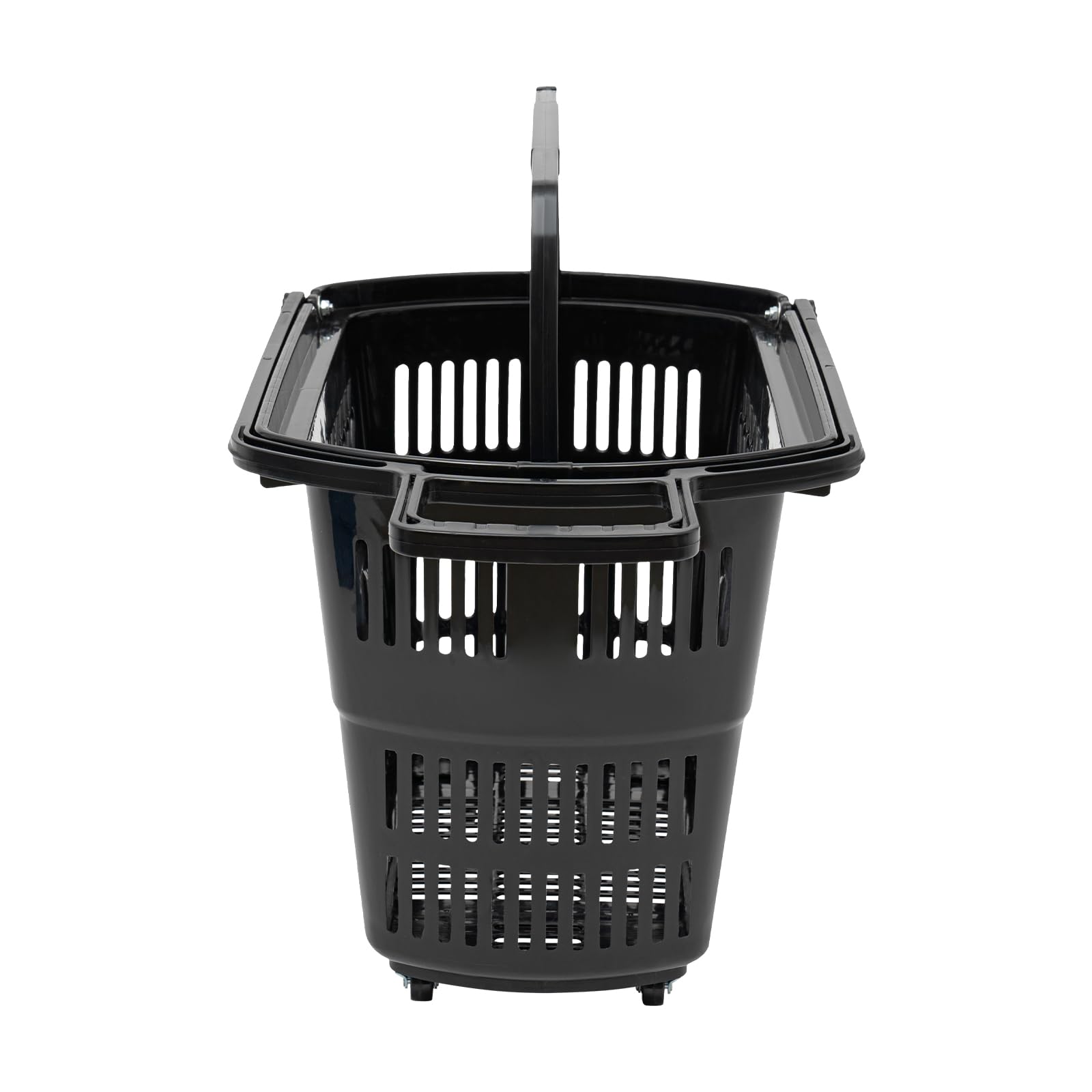 6-Piece Rolling Shopping Cart Set - 35L/9.2Gal Plastic Portable Grocery Basket with Wheels & Handles - Ideal for Supermarkets, Bookstores, Malls & Home Use (Black)