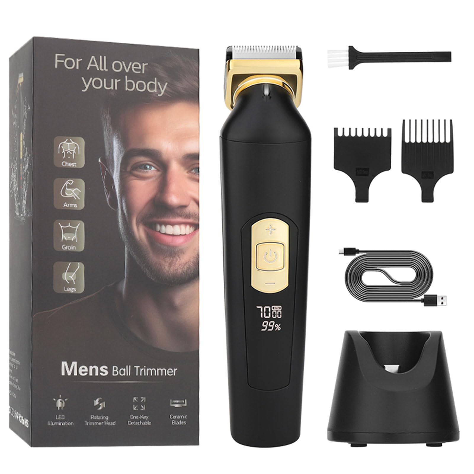 Best Electric Groin & Body Hair Trimmer for Men - Waterproof Pubic Shaver with Wet/Dry Use - Perfect for Manscaping, Bikini Line & Full Body Grooming at Home or Travel