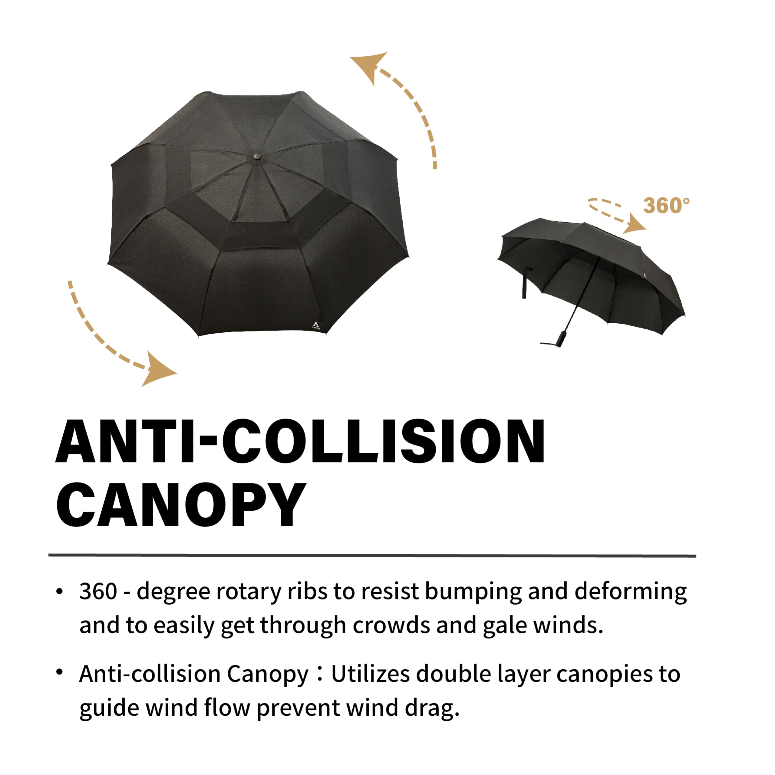 **Portobello Large 54 Inch Windproof Umbrella for Rain - Double Vented Canopy, Auto Open/Close, Heavy Duty & Sturdy, Folds to Travel Size, Fits 2 Adults - Perfect for Outdoor Events, Commuting, and Beach Trips**