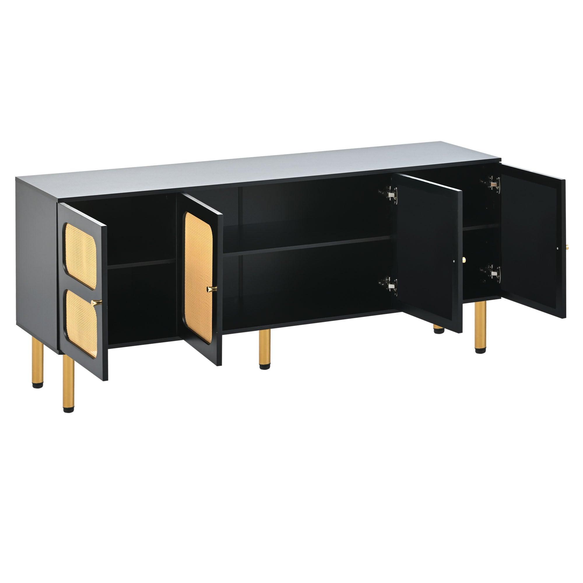 Boho Style TV Stand with Rattan Door - 70