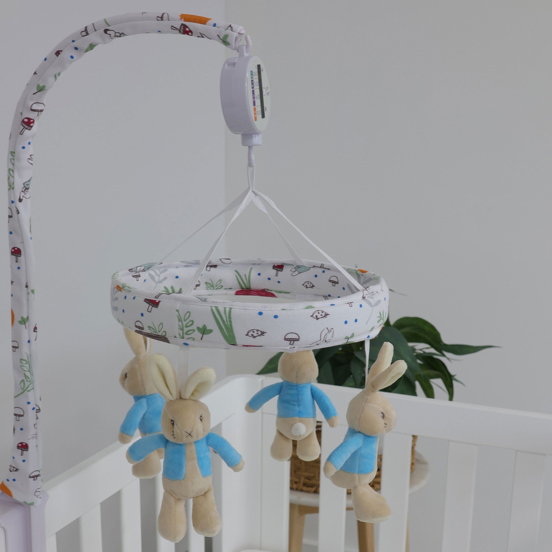 Peter Rabbit 'New Adventure' Musical Mobile - Blue Baby Crib Toy for Nursery Decor & Soothing Newborns to Sleep