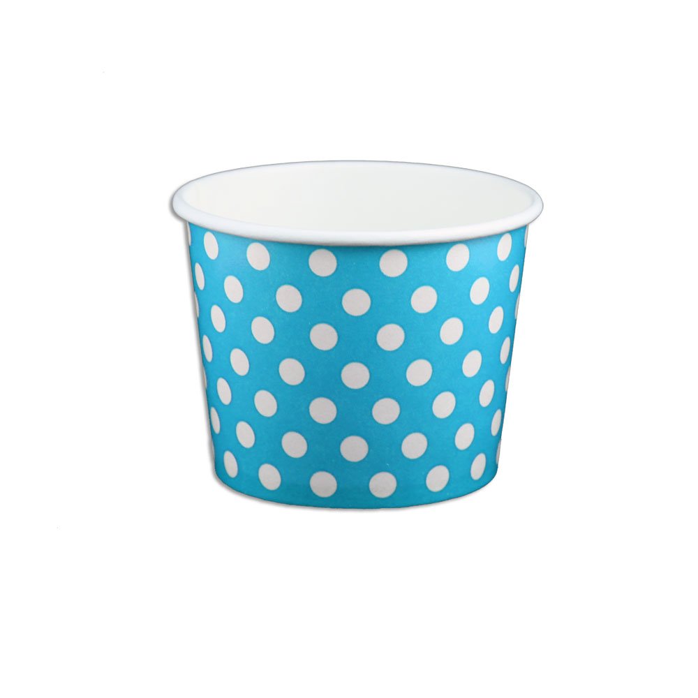 12 oz Polka Dot Blue Yogurt Paper Cups - 1000 Count Bulk Pack - Perfect for Frozen Yogurt, Ice Cream, Parfaits & Party Desserts