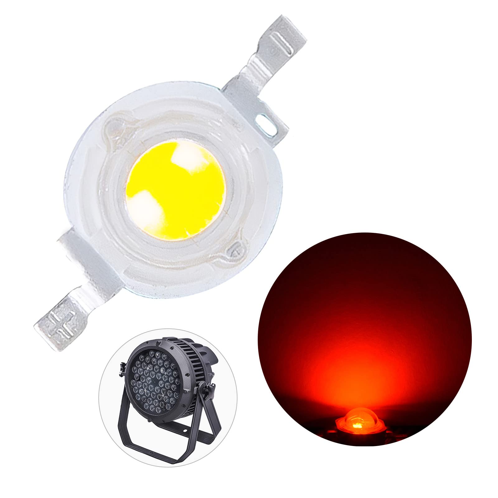 20-Pack 3W Red LED Beads - High Brightness LED Chips & Bulbs for Stage Lighting, DJ Lights, Theater Spotlights, and Home Decoration