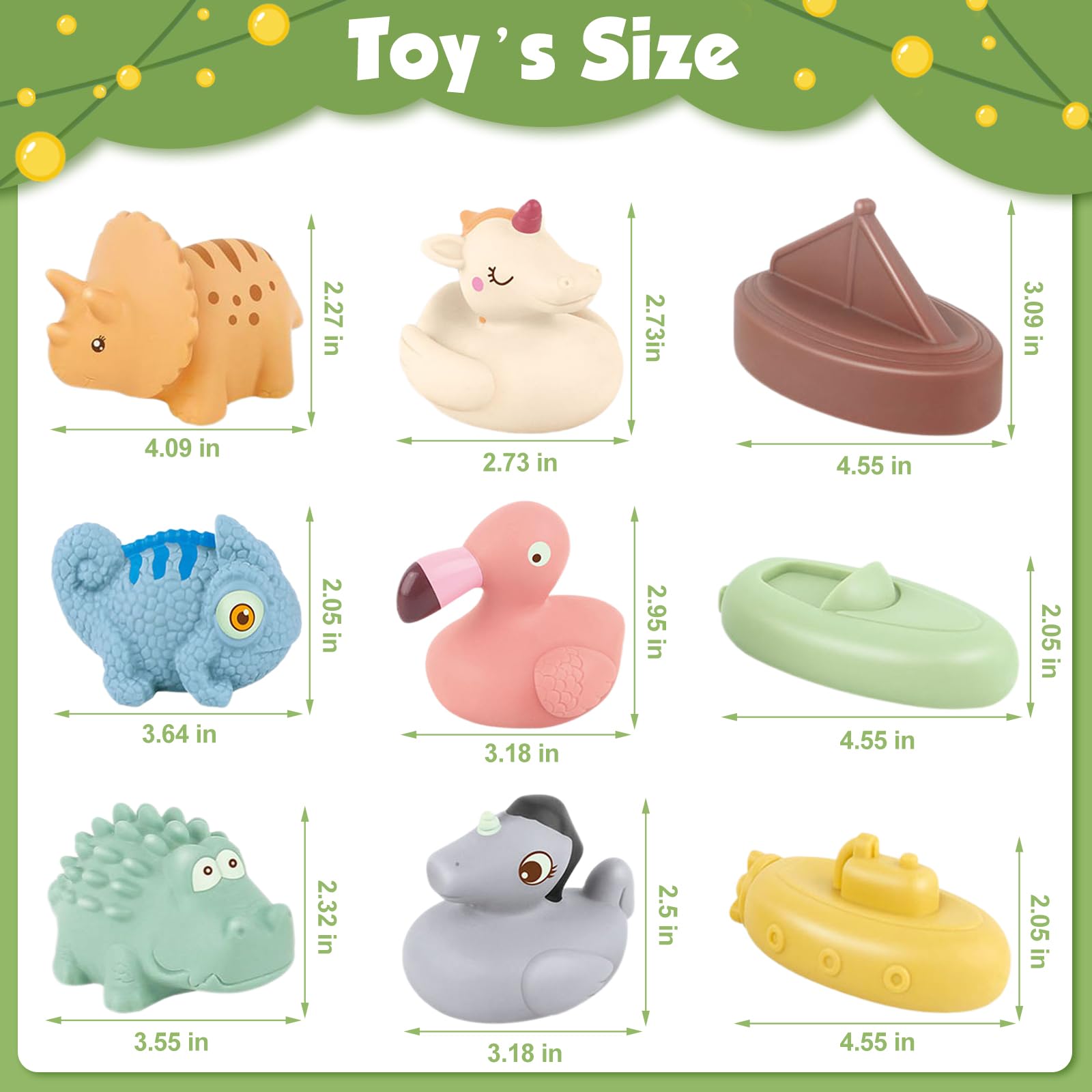 Non-Toxic Mold-Free Baby Bath Toys for 6-12 Months & 1-3 Year Olds | 9-Pack Animal & Boat Floating Bathtub Toys | Safe for Pool, Shower & Water Play | Perfect Gift for Toddlers, Girls & Boys | Fun Bath Time Learning & Sensory Development