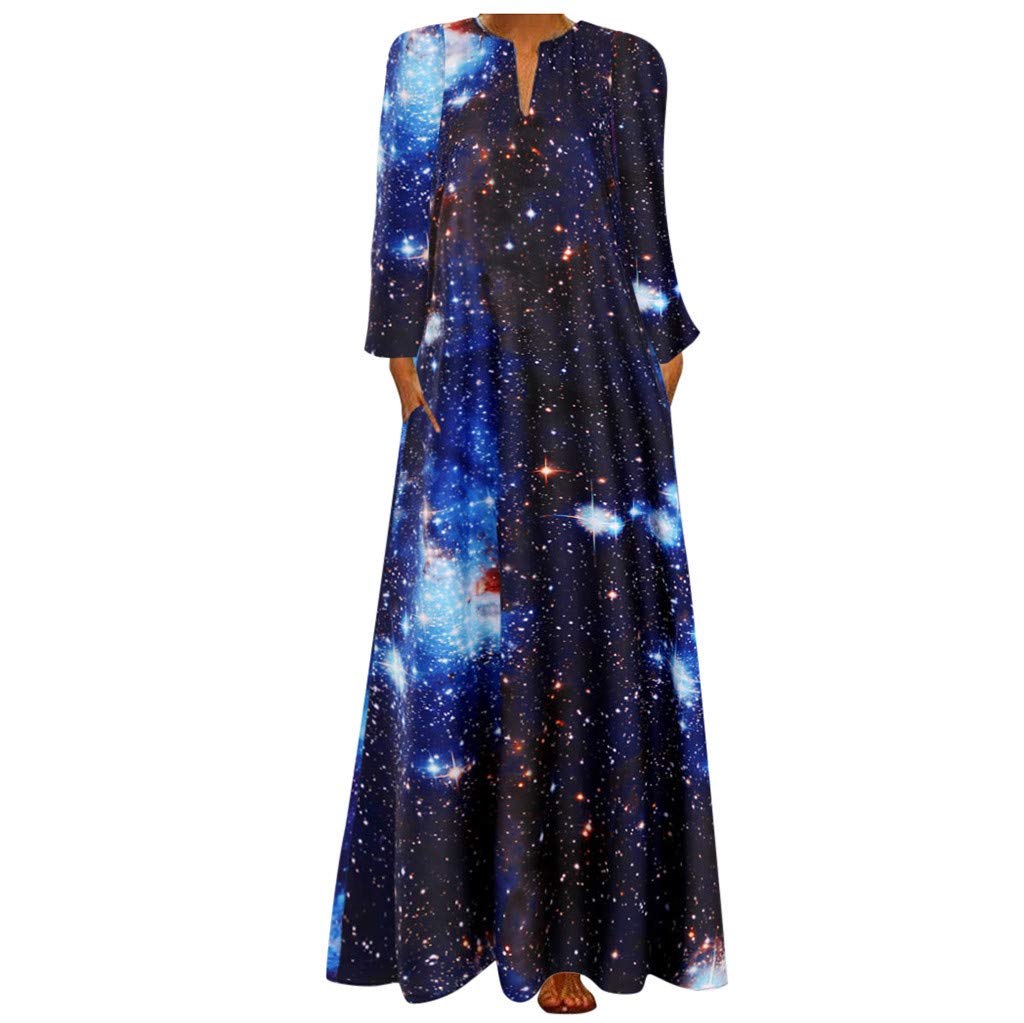 Plus Size Maxi Dress for Women - Bohemian Vintage Print Long Sleeve Casual Dress - Perfect for Daily Wear, Beach Outings & Special Occasions