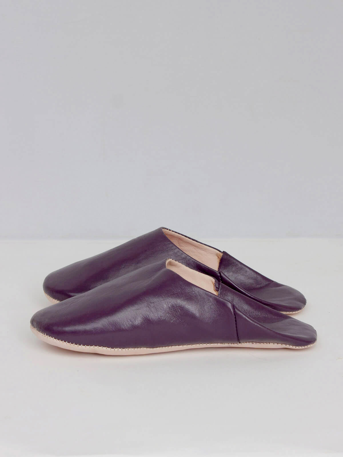 Authentic Moroccan Babouche Slippers for Women - Soft Leather Plum Color House Shoes | Perfect for Home, Lounge & Boho Fashion