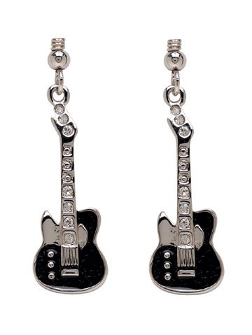 Silver & Black Electric Guitar Earrings for Women - Rock Music Jewelry Gift for Guitar Lovers - Perfect for Concerts, Parties & Music Festivals