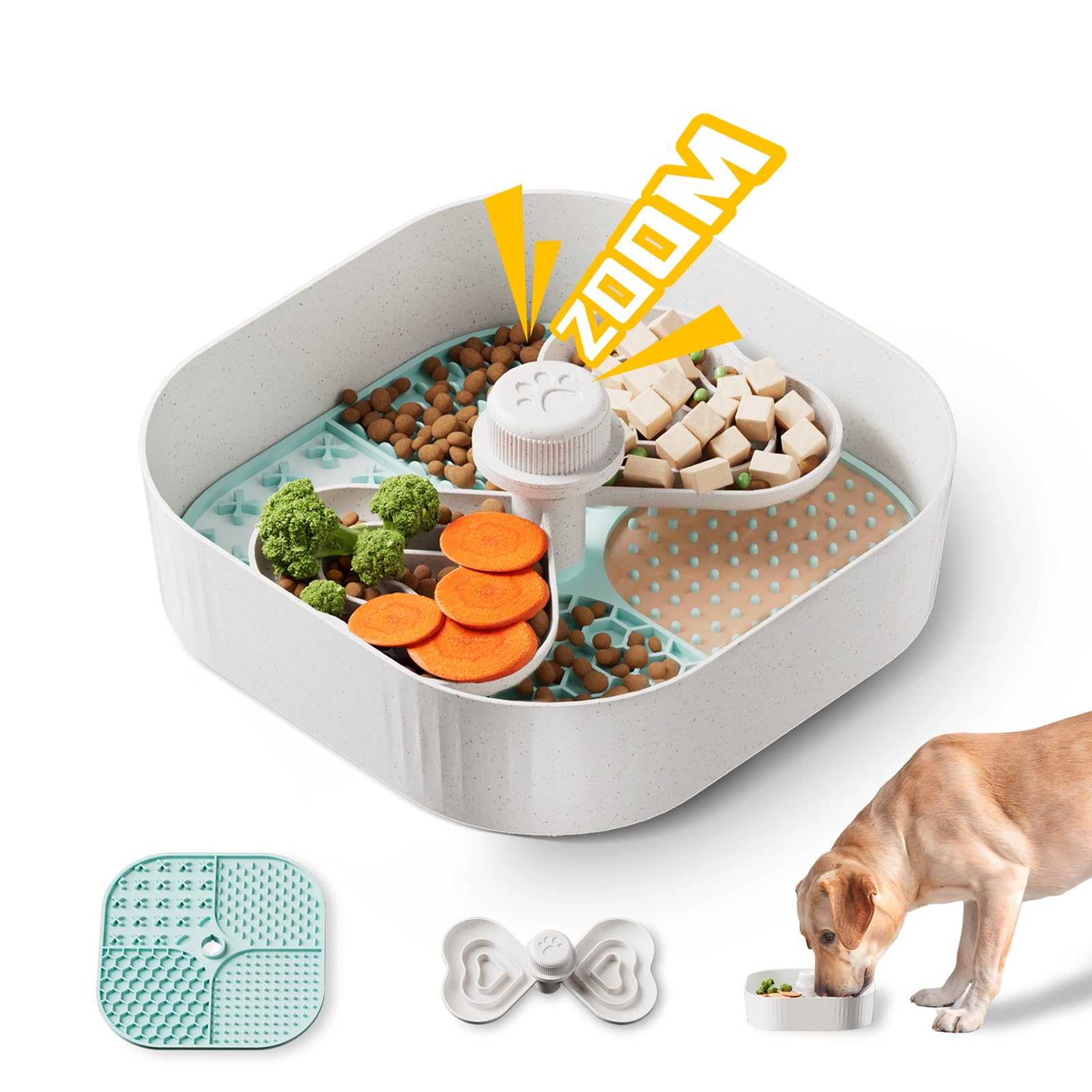 KILIN Slow Feeder Dog Bowls with Lick Mat - Non-Slip Plant-Based Slow Eating Bowl for Dry, Wet & Raw Food - Interactive Puzzle Feeder for Small, Medium & Large Dogs - Perfect for Mealtime Enrichment & Anxiety Relief