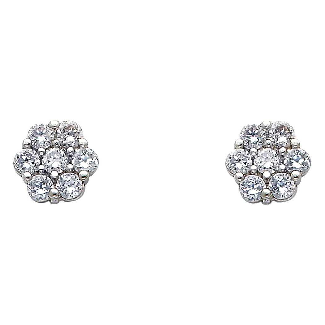 14K White Gold CZ Cubic Zirconia Simulated Diamond Stud Earrings for Women - 10x10mm Sparkling Elegance | Perfect for Weddings, Parties & Everyday Wear