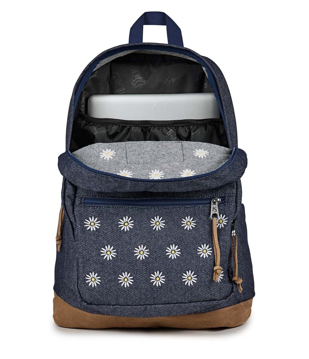 JanSport Right Pack Expressions Embroidered Denim Dark Backpack - Stylish School & Travel Laptop Bag for Students & Professionals