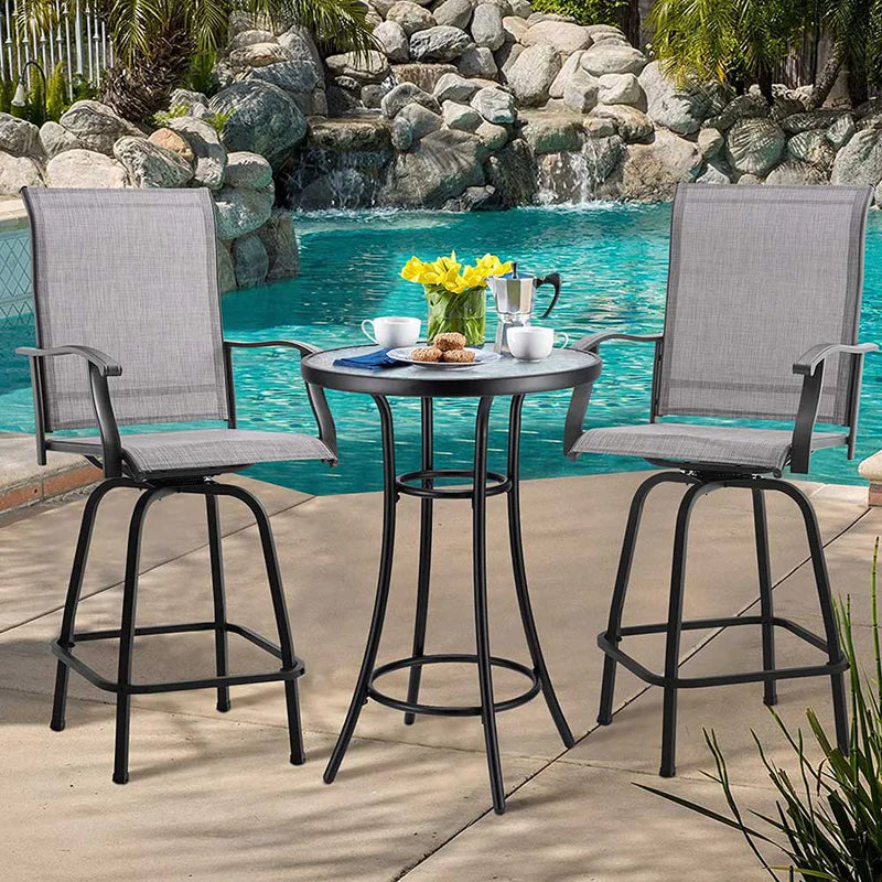 Tempered Glass Metal Outdoor Patio Dining Table - Perfect for Backyard, Garden, and Poolside Gatherings