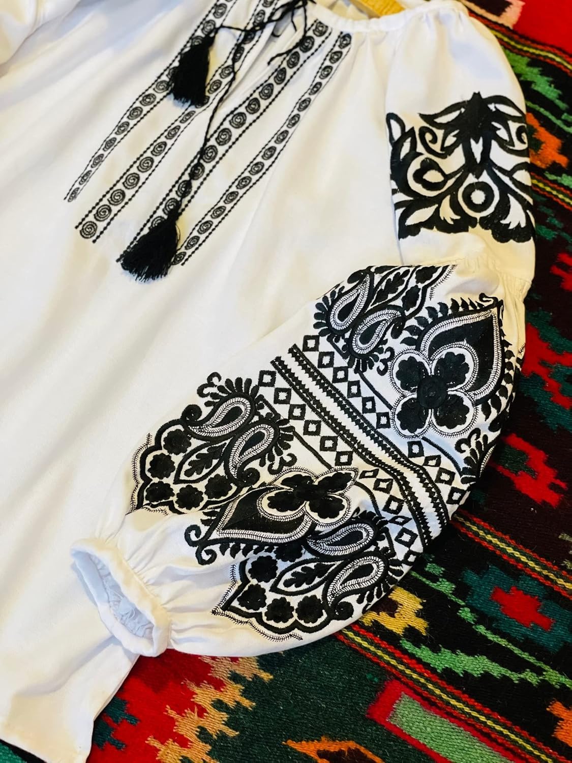 Ukrainian Vyshyvanka Embroidered Cotton Blouse - Traditional Ukrainian Folk Shirt, Boho Style Top for Women (Size L) - Perfect for Festivals, Cultural Events & Boho Fashion Outfits