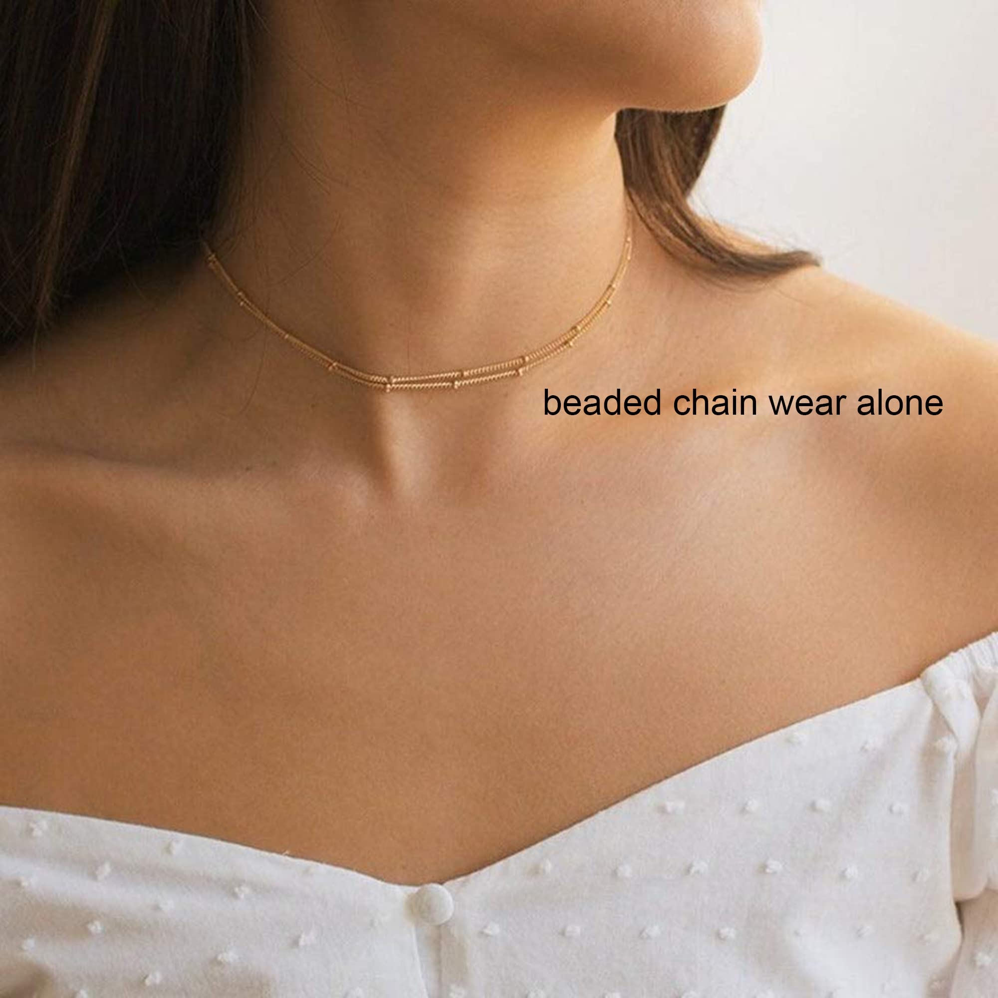 Tewiky 14K Gold Plated Diamond Pendant Necklace for Women - Dainty Layered Cuban Paperclip Chain Choker, Minimalist Stacked Necklace Jewelry Gift for Her | Perfect for Date Night, Anniversary & Special Occasions