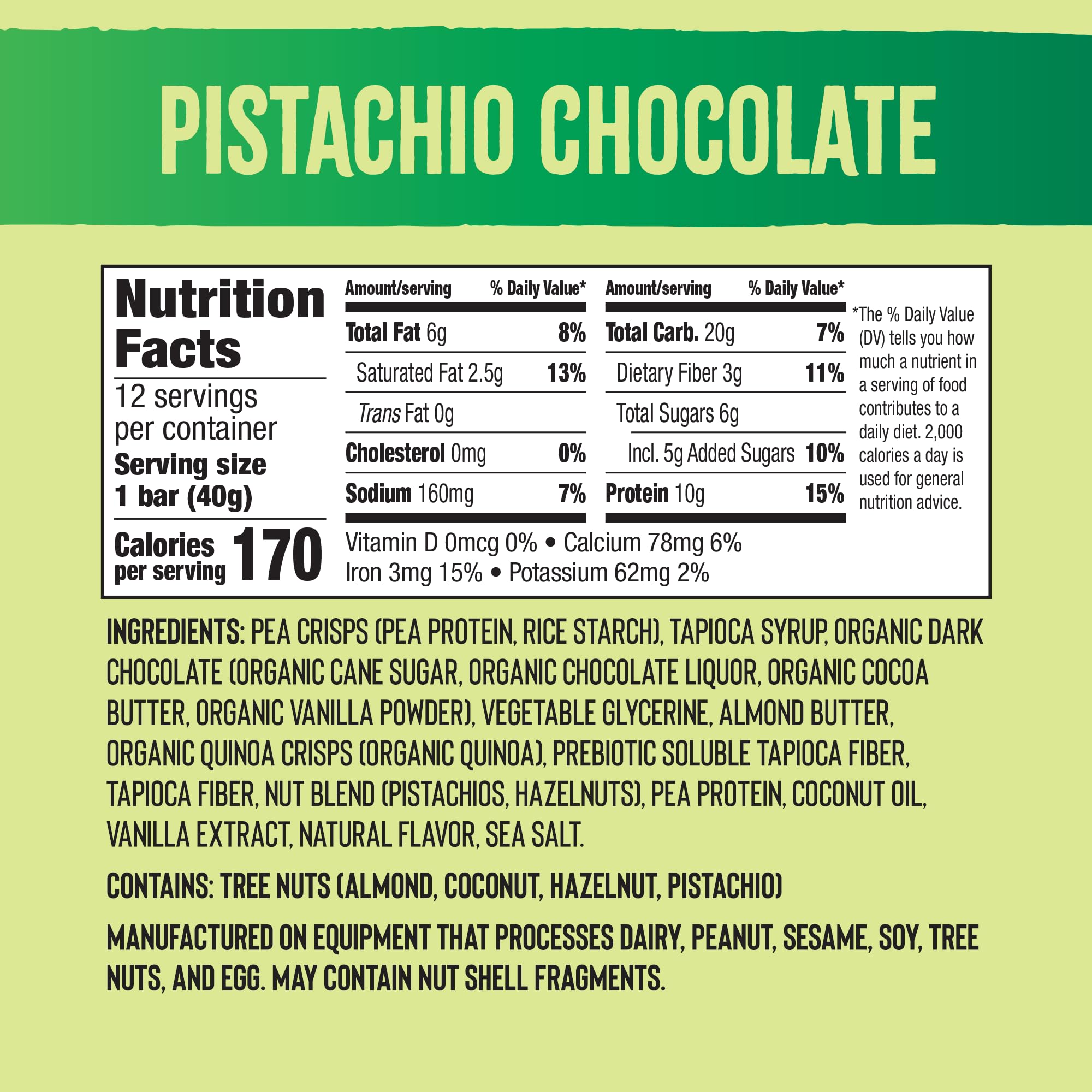 Mezcla Puff-Crispy Protein Bar - Pistachio Chocolate Flavor | Vegan, Gluten Free, Plant-Based Protein Energy Snack | Perfect for Post-Workout Recovery, Healthy On-The-Go Breakfast & Keto Diet
