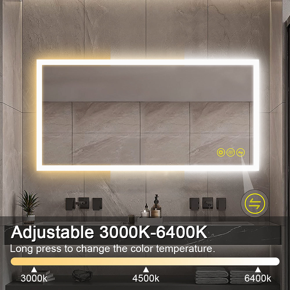 SmartGlow Dimmable LED Frameless Anti-Fog Bathroom Vanity Mirror with Touch Control - Perfect for Makeup, Shaving & Home Decor
