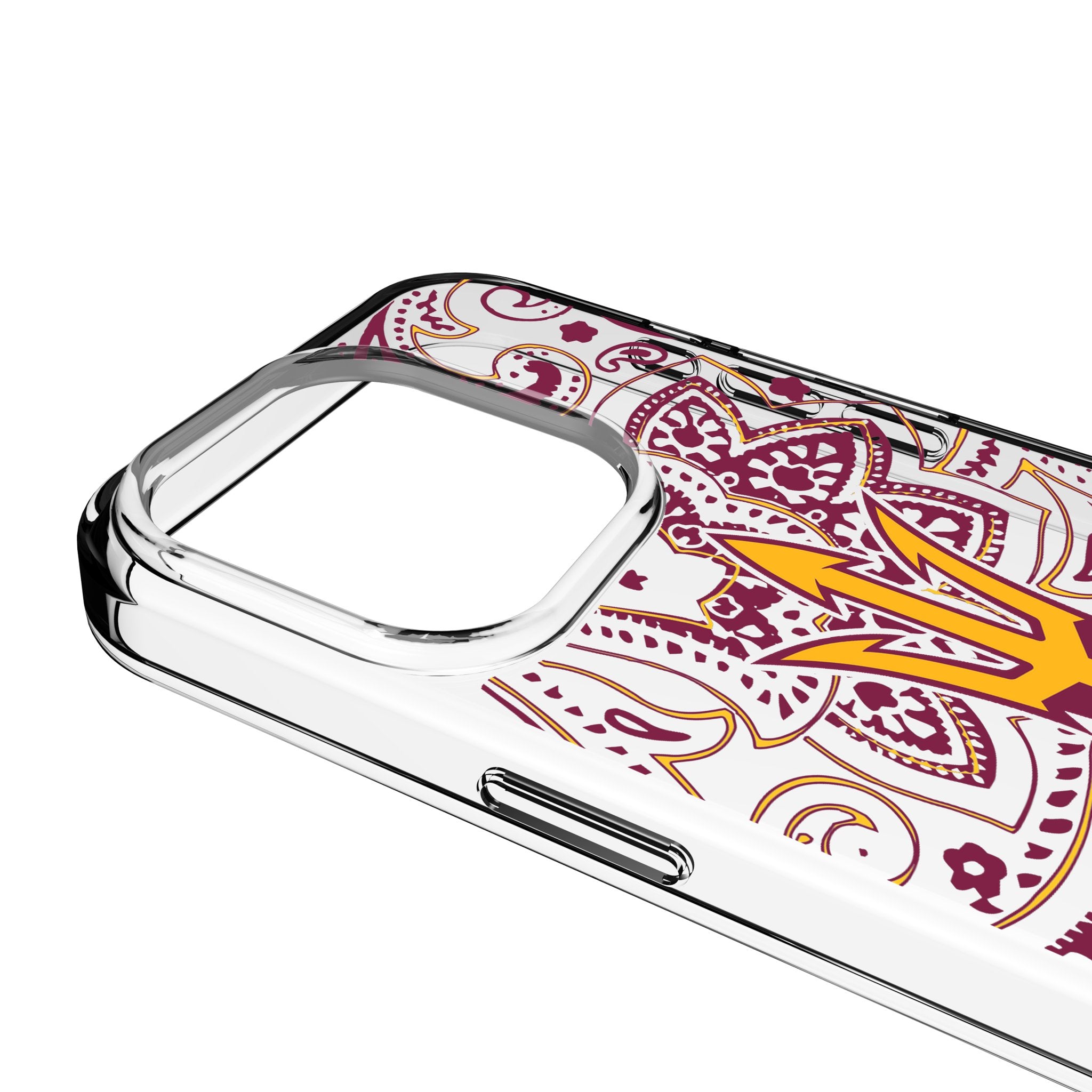 Arizona State University Sun Devils Paisley Clear Phone Case for iPhone 13/14/15 Pro Max - Stylish Protective Cover for College Fans & Alumni - Perfect for Game Days, School Spirit & Daily Use
