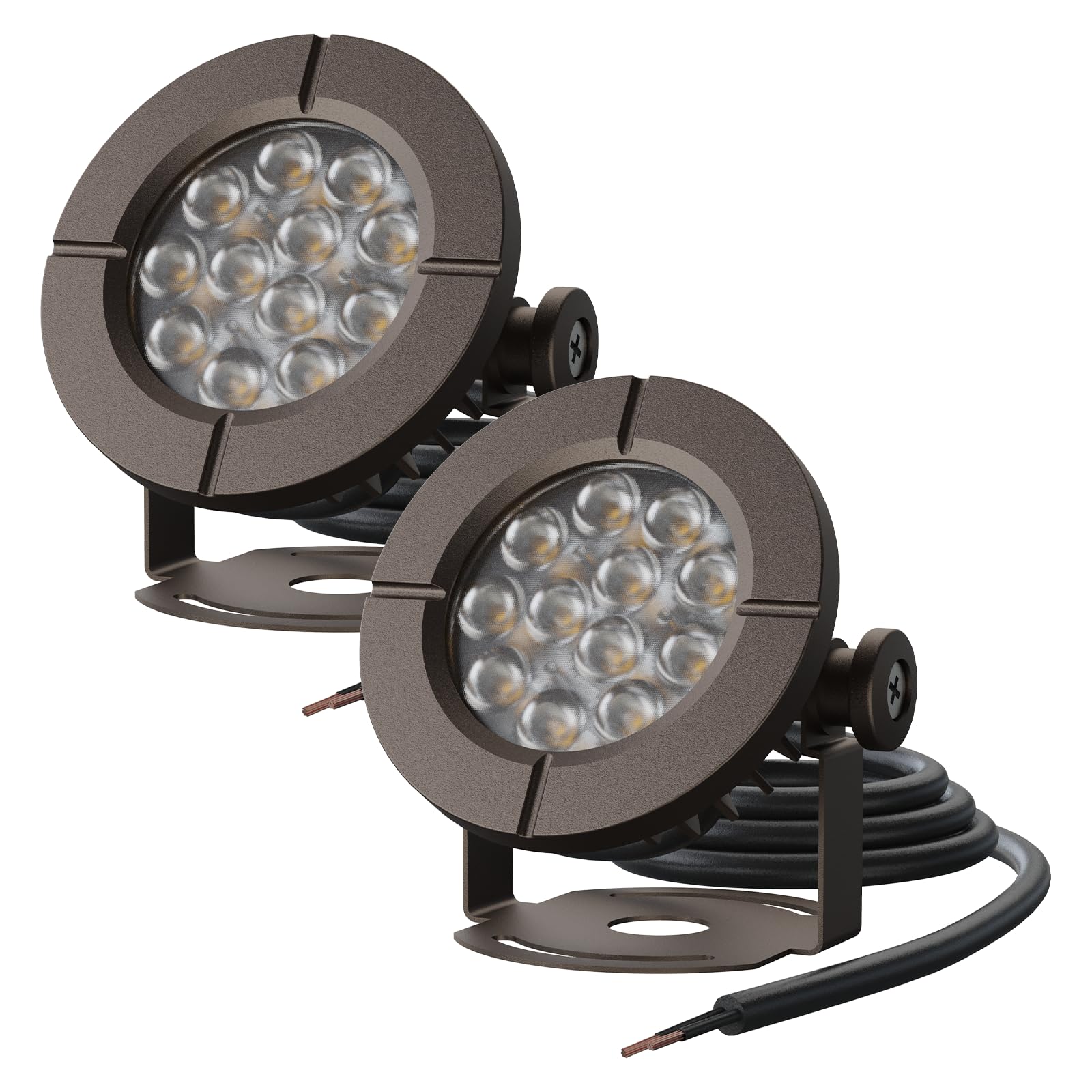 GOODSMANN 6W LED Pond Lights - 2 Pack Low Voltage Underwater Landscape Spotlights, 580 Lumens 3000K Warm White, IP68 Waterproof with 14.8FT Cable & Connector, Bronze Aluminum Housing - Perfect for Garden Ponds, Fountains, Pool Lighting & Outdoor Water Features
