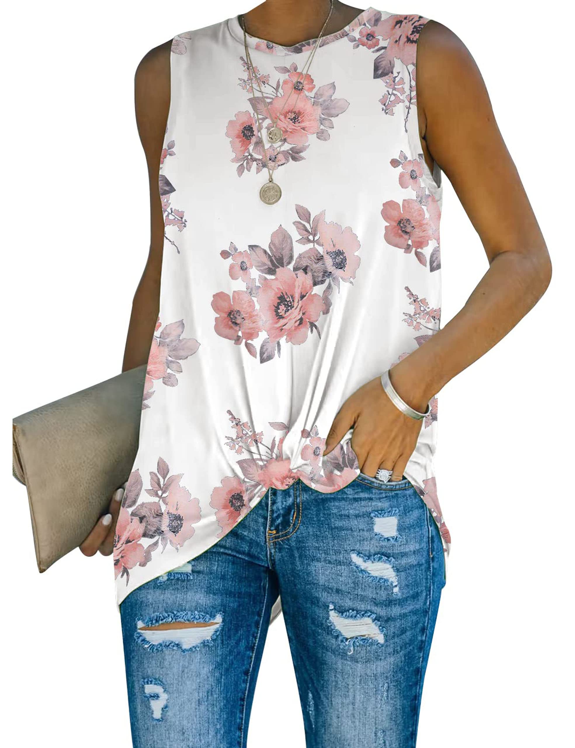 MIHOLL Women's Sleeveless Twist Knot Waffle Knit Tank Top - Cute Casual Summer Shirt for Beach, Travel & Everyday Wear