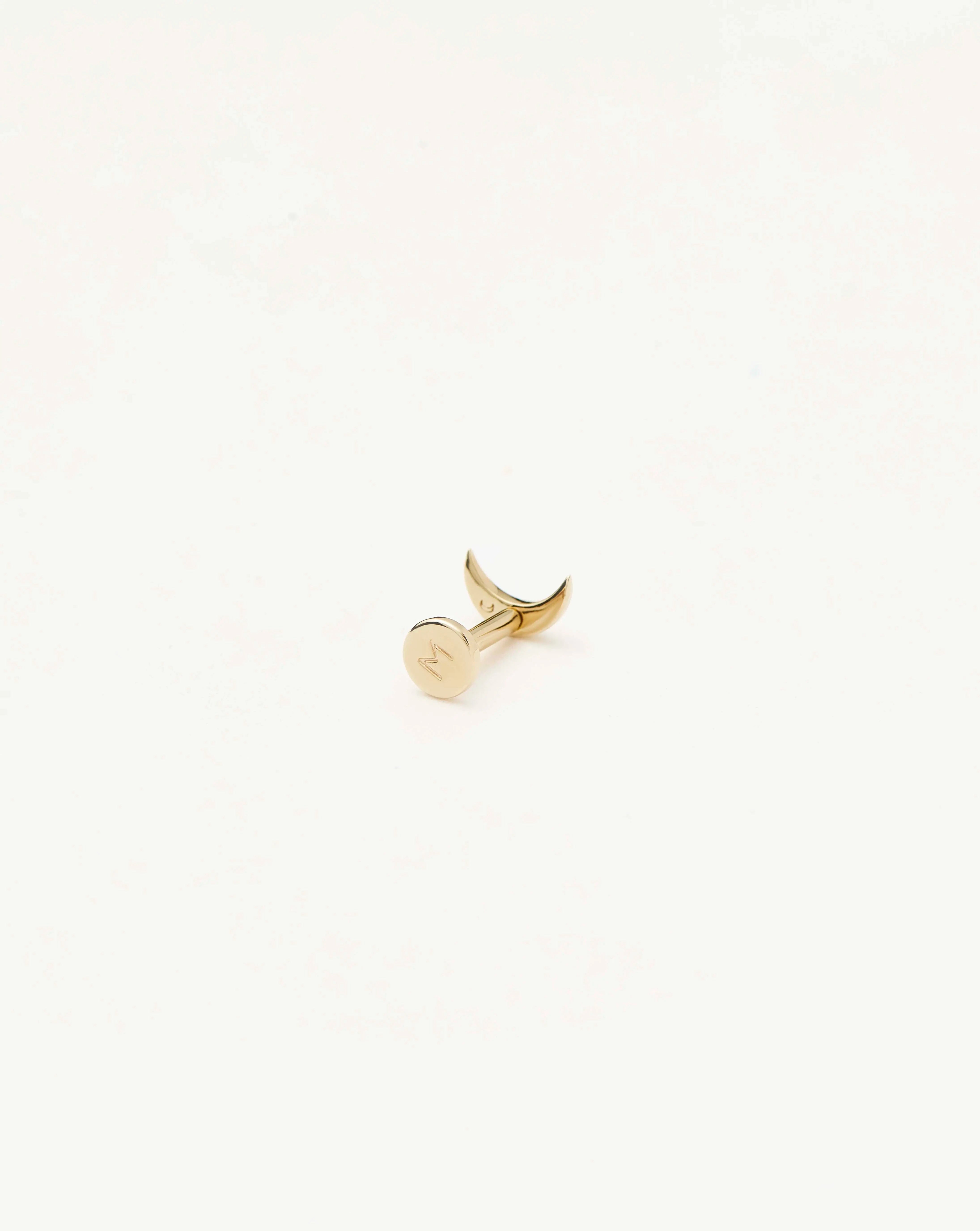 14k Yellow Gold Flat Back Stud Earrings for Women - Minimalist Fine Moon Design - Hypoallergenic & Comfortable for Daily Wear, Gift Giving & Special Occasions