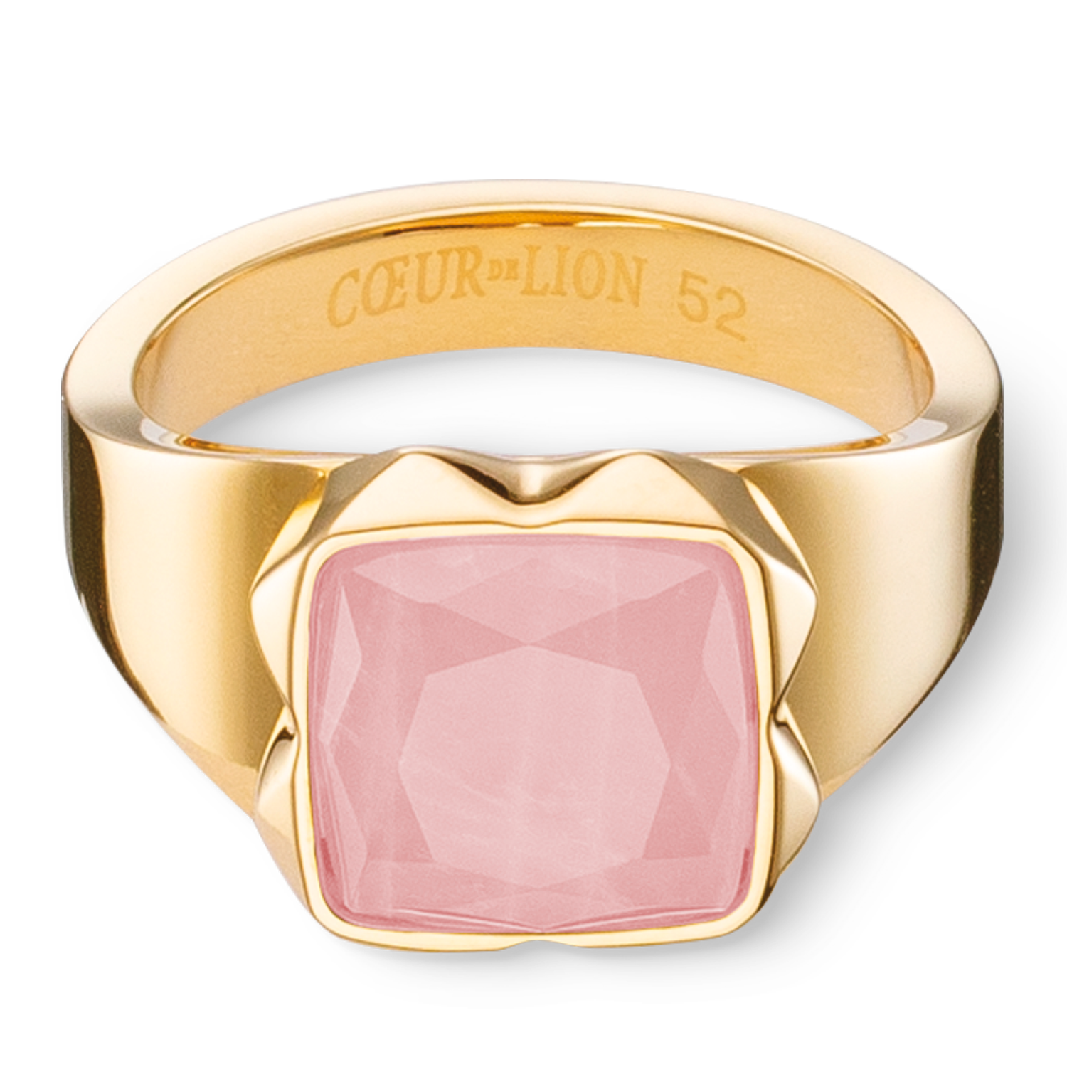 Rose Quartz Square Ring Spikes - Gold Pink Jewelry for Women, Fashion Statement for Parties & Everyday Wear