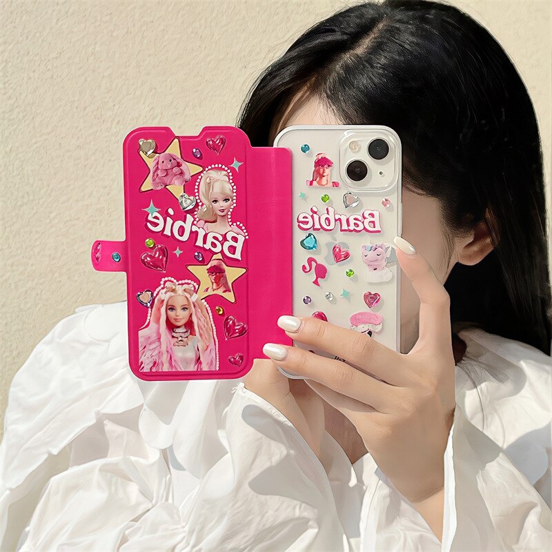 Barbie Flip Color Diamond Star iPhone 14 Pro Max Case - Shockproof Soft TPU Cute Cartoon Girl Phone Cover - Perfect for School, Work & Everyday Use