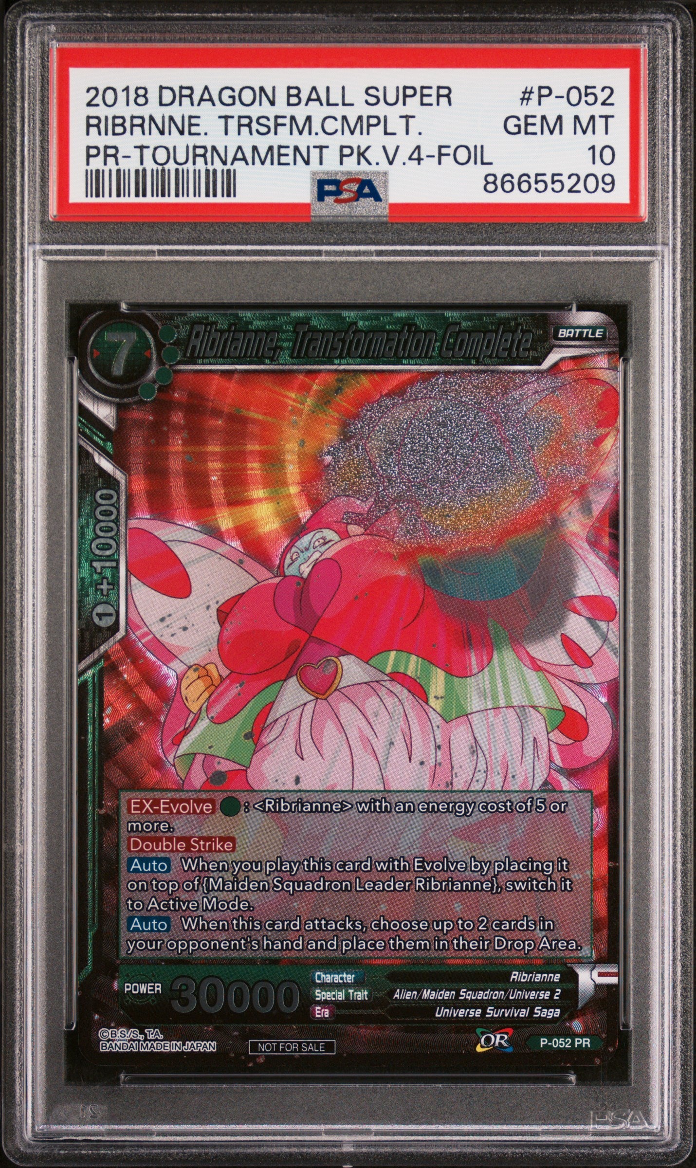 2018 Dragon Ball Super Ribrianne Transform Complete #P 052 PSA 10 Graded Card - Perfect for Collectors, Anime Fans & Investment - Display in Home, Office or Gaming Room
