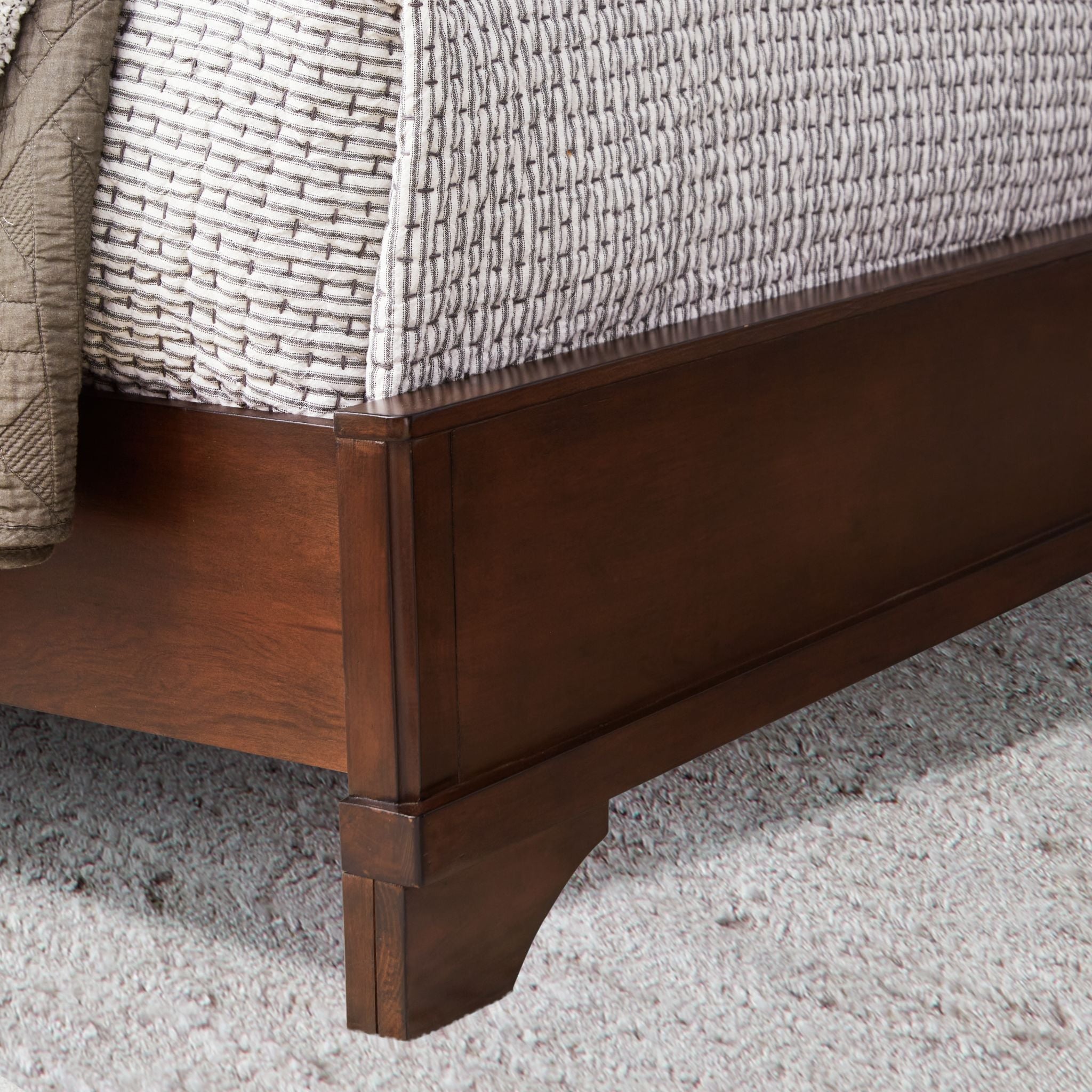 Brookbauer King Sleigh Bed Frame - Rustic Brown Solid Wood Bedroom Furniture for Master Bedroom & Guest Room