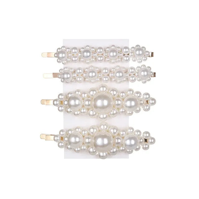 5Pcs/Set Elegant Pearl Hair Clips for Women - Snap Button Hairpins, Sweet Pearl Barrettes, Hair Jewelry Accessories - Perfect for Weddings, Parties & Everyday Styling