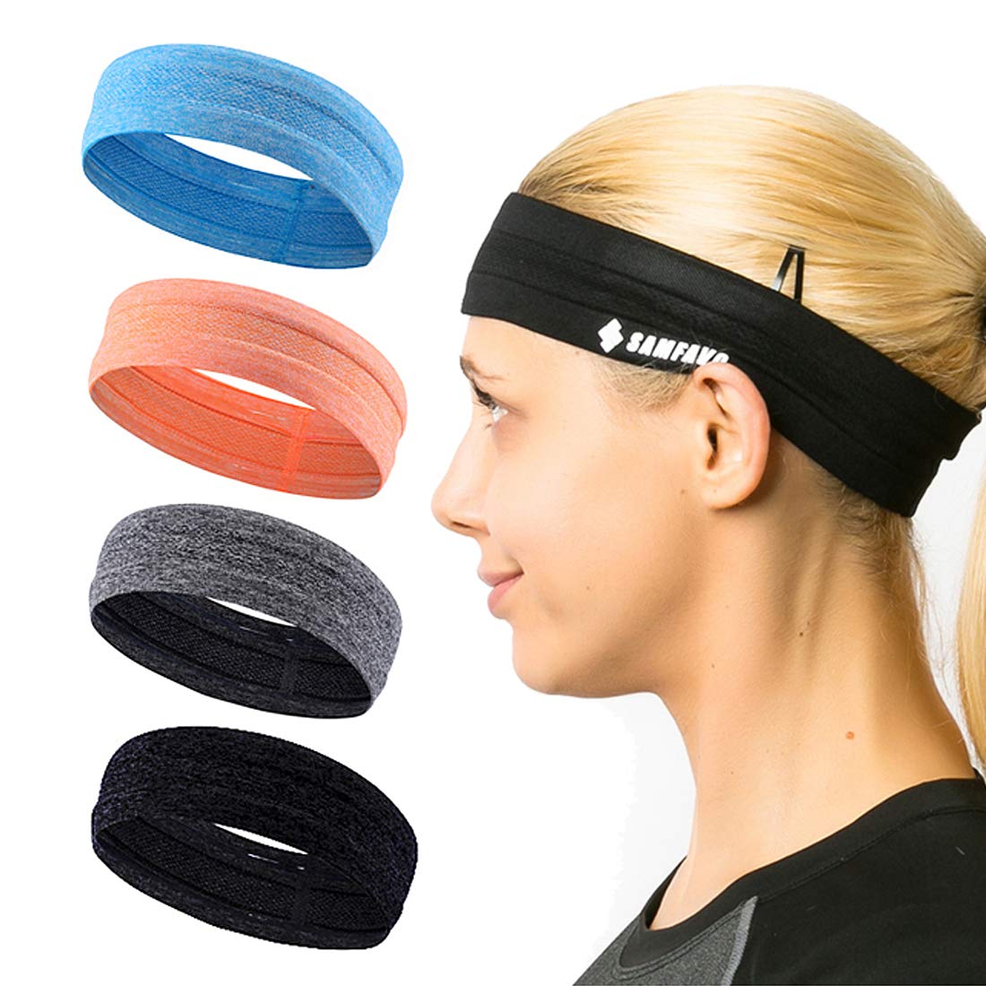 Sports Headbands for Women & Men - Moisture Wicking Workout Headbands - Non-Slip Sweatbands for Running, Fitness, Yoga, Basketball & Gym - Stay Dry & Comfortable During Intense Workouts