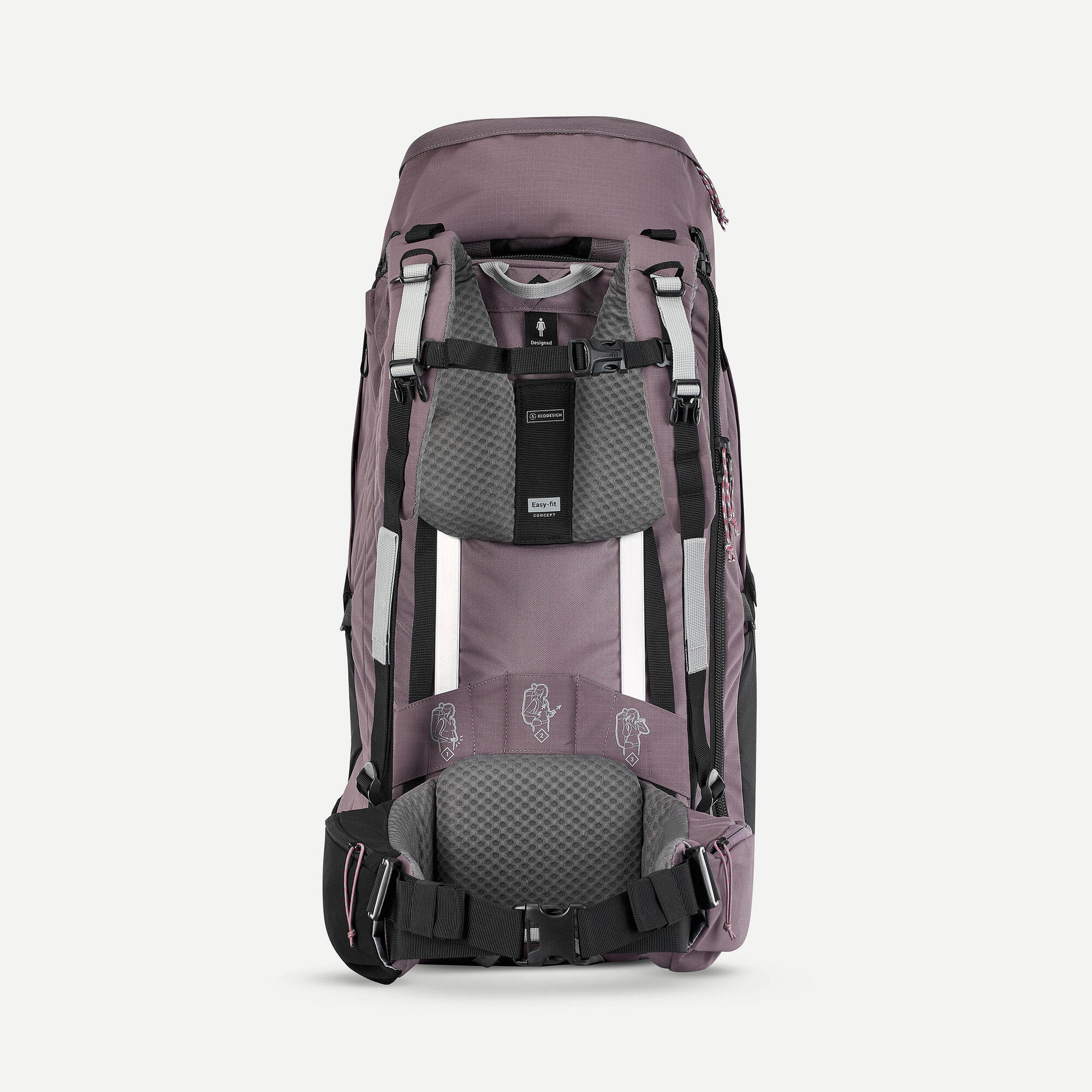 Forclaz Women's Travel 900 60+6L Hiking Backpack - Lightweight Waterproof Backpacking Pack for Outdoor Adventures & Travel