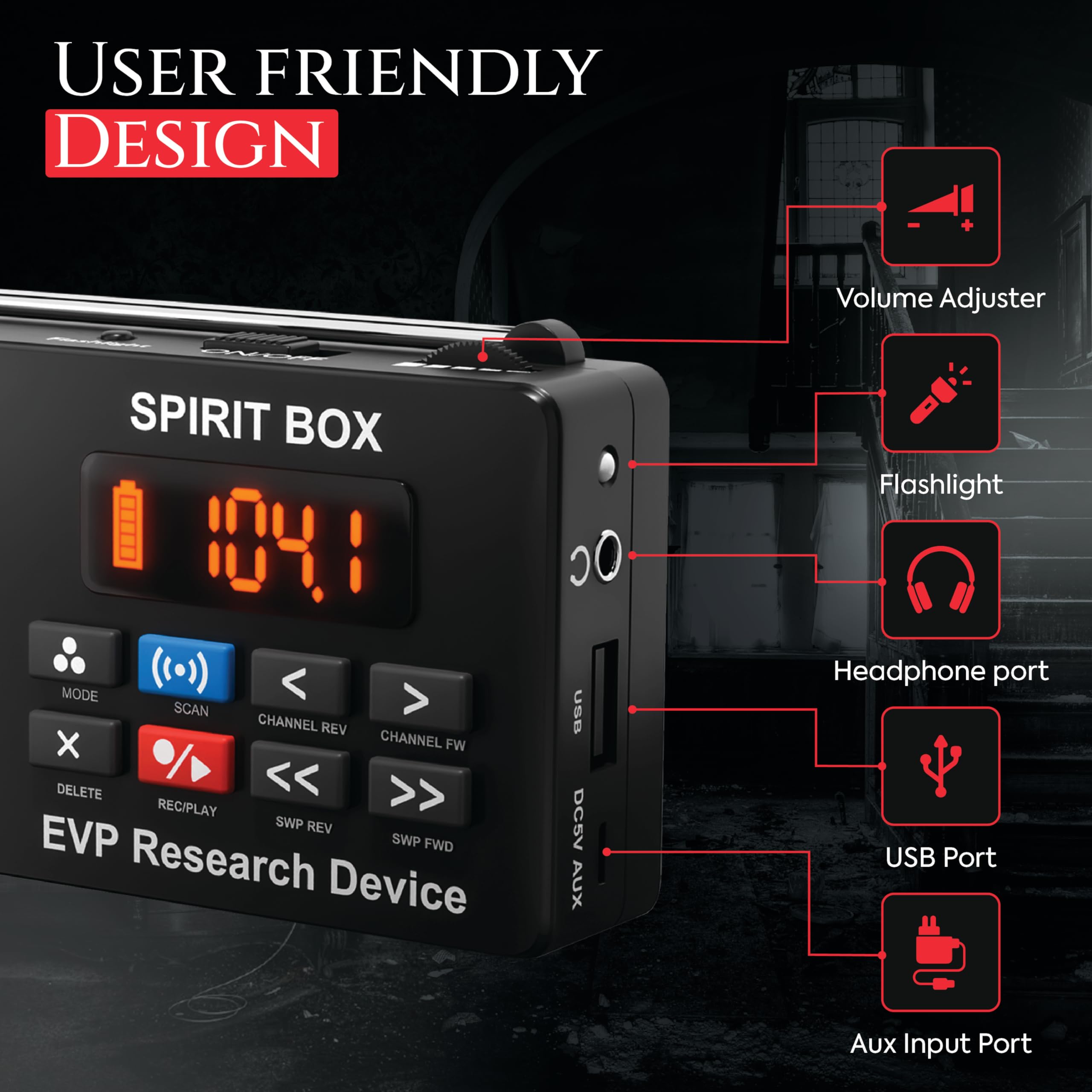 Spirit Box Ghost Hunting Equipment Kit with 32GB Micro SD & Flashlight — Portable EVP Recorder for Paranormal Investigations — Perfect for Ghost Hunting, Spirit Communication & Paranormal Research