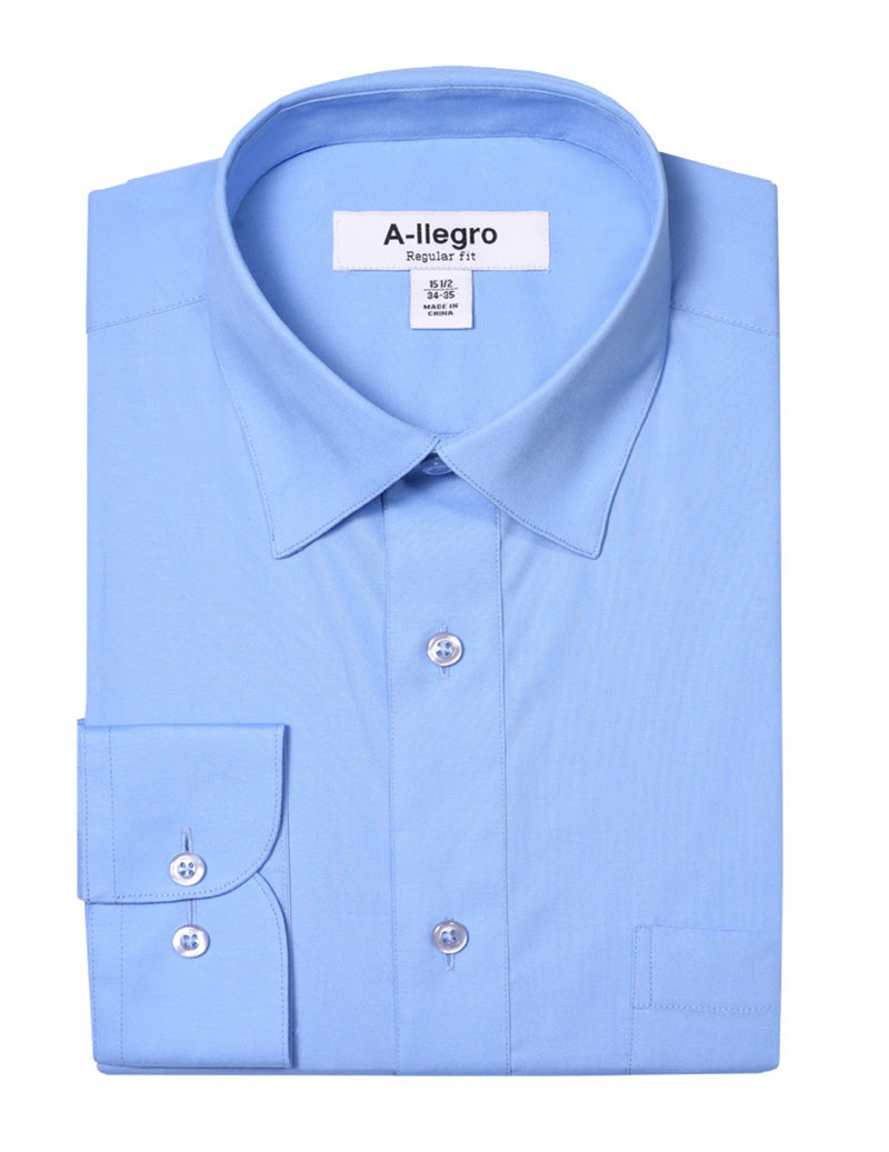 Classic Regular Fit Cotton Convertible Cuff Dress Shirt for Men - Light Blue Business Casual Shirt - Perfect for Office, Weddings & Formal Events