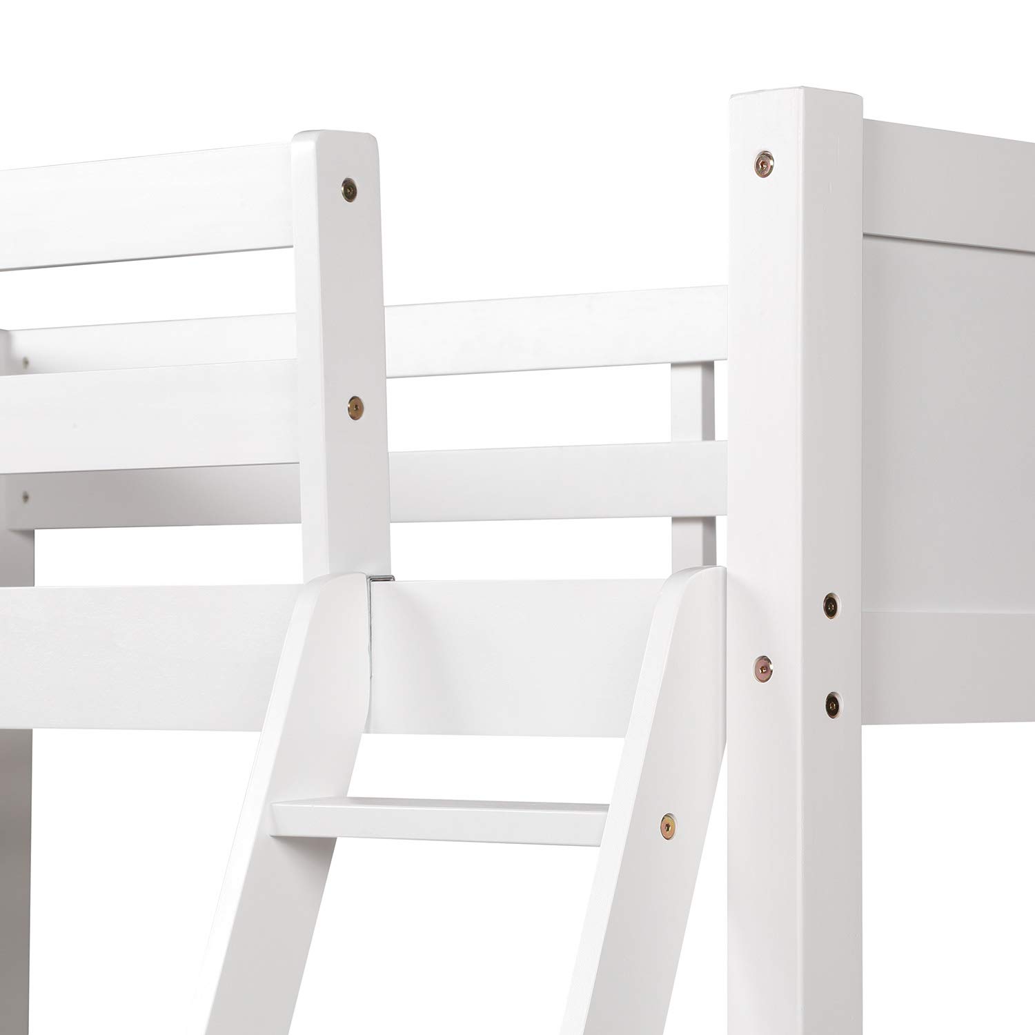 Merax Twin Loft Bed - Solid Wood Twin Size Loft Bed Frame with Ladder & Safety Guardrail - Space-Saving Kids & Teens Loft Bed (White) - Perfect for Small Bedrooms, Dorms & Studio Apartments
