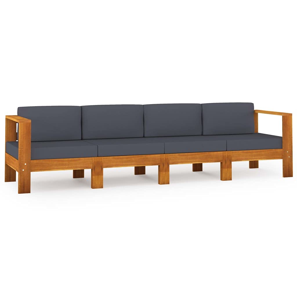 4-Seater Acacia Wood Patio Sofa Set with Dark Gray Cushions - Outdoor Lounge Furniture for Garden, Lawn, Porch & Backyard | Perfect for Relaxing, Entertaining & Sunbathing