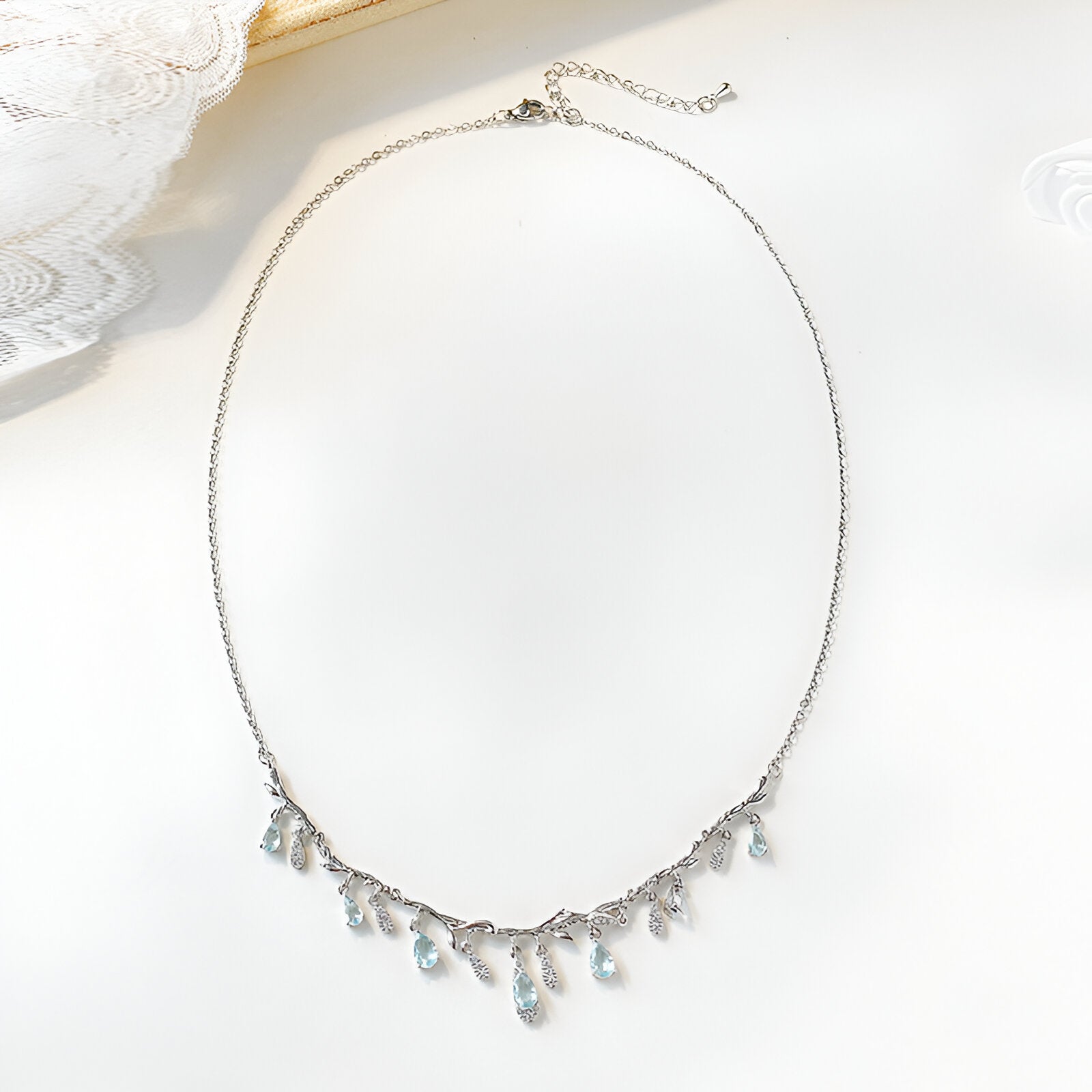Elegant Teardrop Clavicle Charm Necklace for Women | Sterling Silver Minimalist Pendant Jewelry | Perfect for Date Night, Wedding & Everyday Wear | HN3235