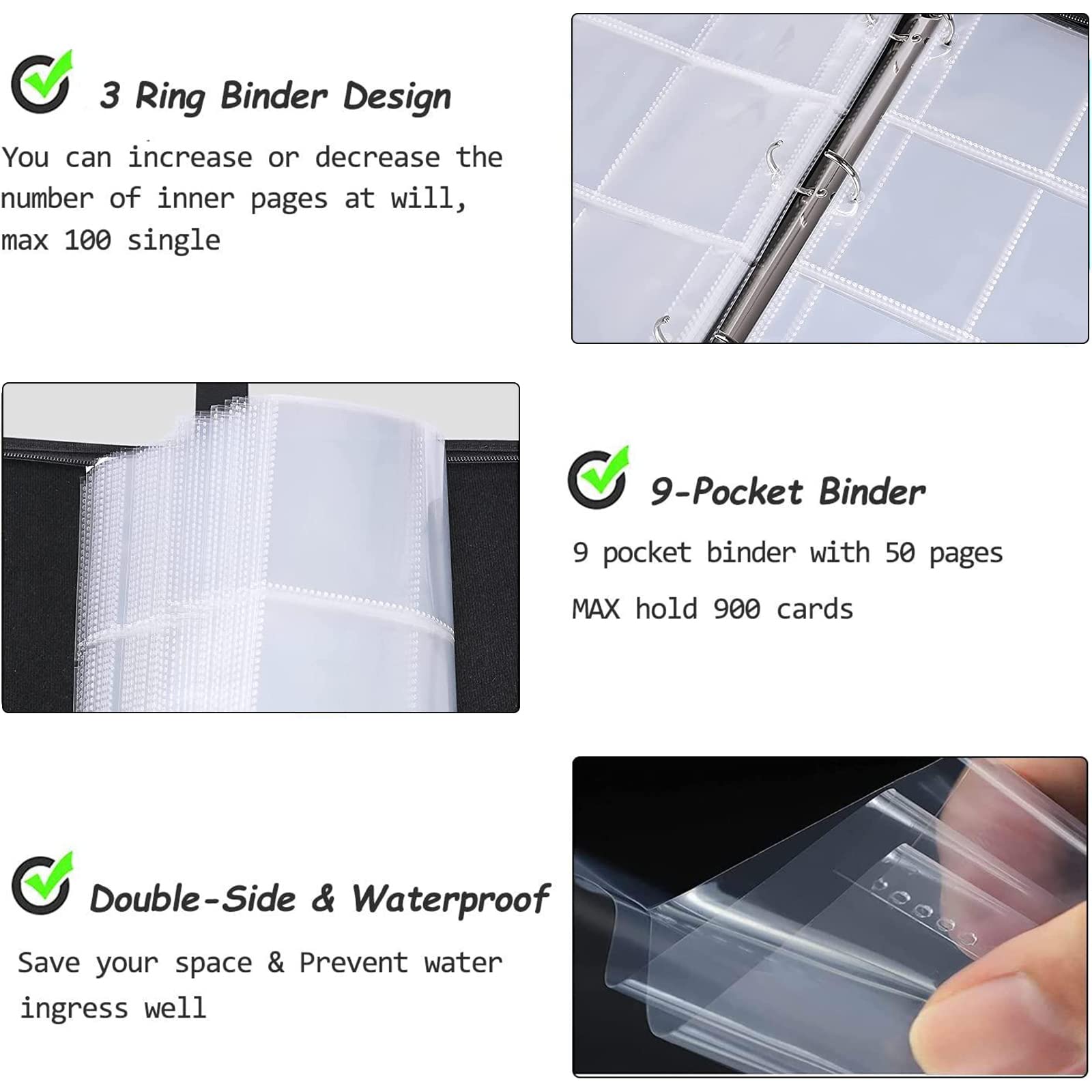 Premium 9-Pocket Soccer Card Binder with 50 Removable Sleeves - Holds 900 Trading Cards - Durable Sports Card Collection Album for Collectors - Perfect for Organizing, Storing & Displaying Soccer, Baseball & Basketball Cards