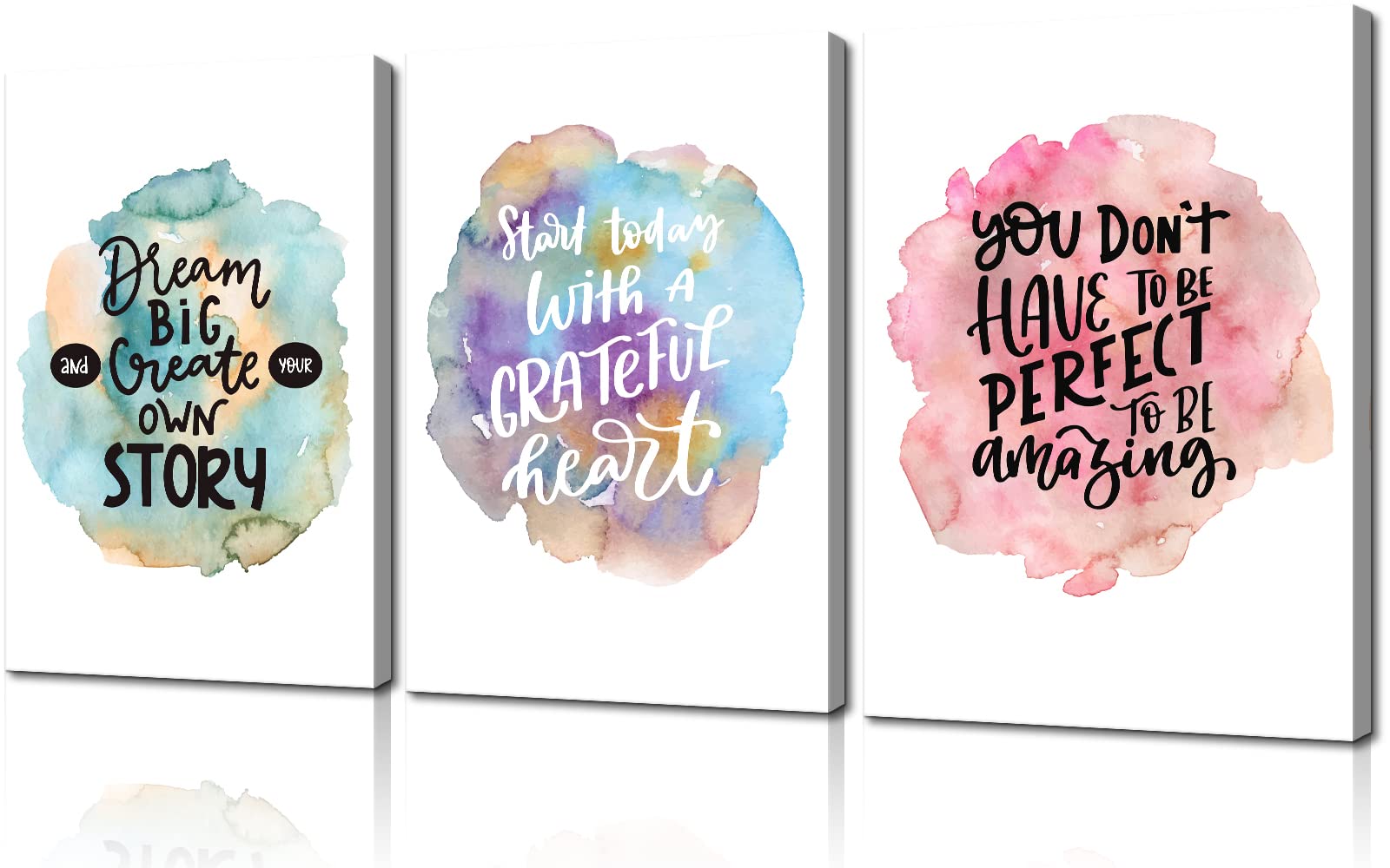 Mistyefly 3-Piece Motivational Watercolor Wall Art Set - Positive Quote Posters for Home, Office & Classroom Decor (20''Wx28''H) | Inspirational Canvas Prints for Living Room, Bedroom & Study Areas