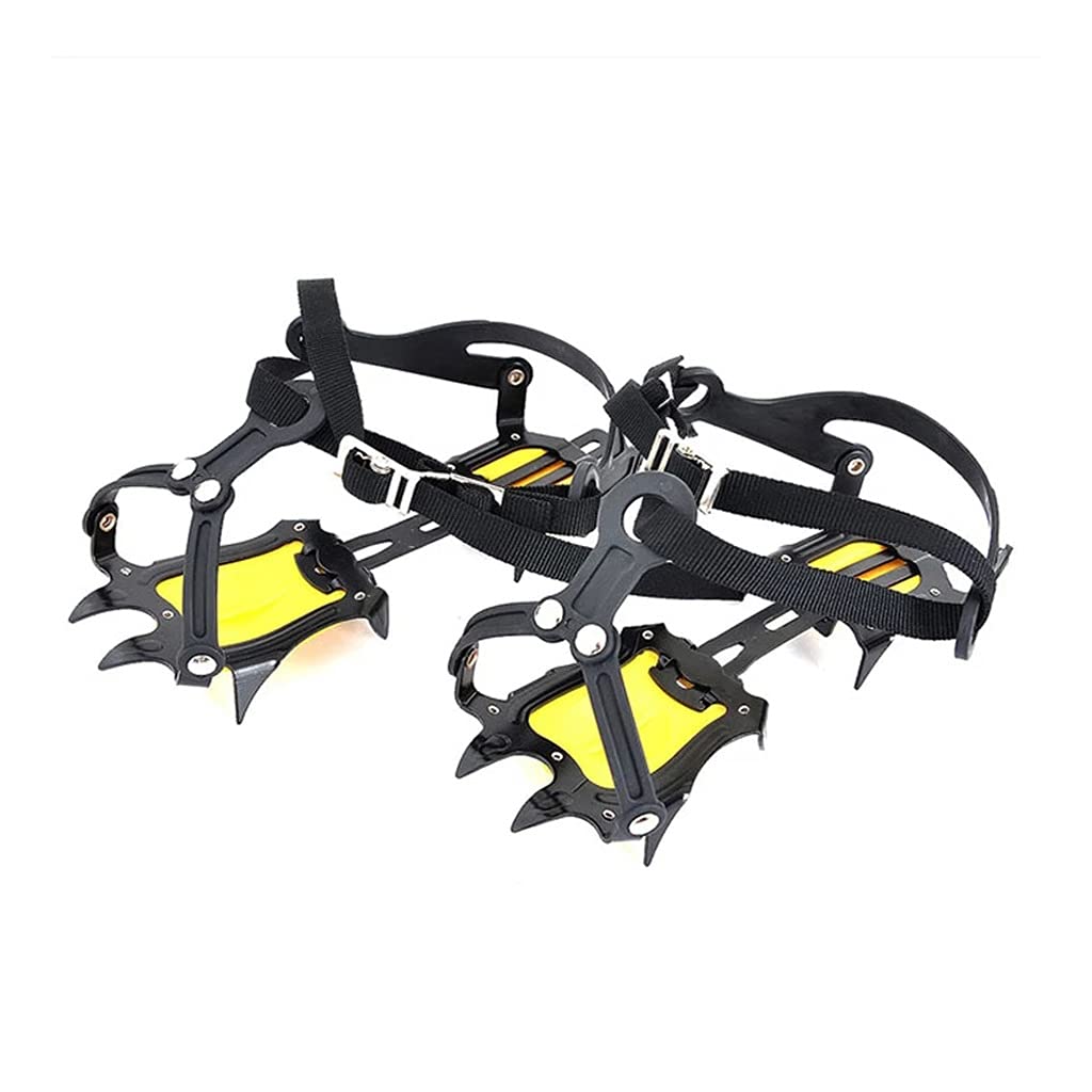 YDHWY 10-Point Adjustable Crampons - Manganese Steel Ice Climbing Gear for Snow & Ice Traction - Anti-Slip Shoe Grippers for Mountaineering, Hiking & Winter Sports - Perfect for Icy Trails, Frozen Waterfalls & Alpine Adventures