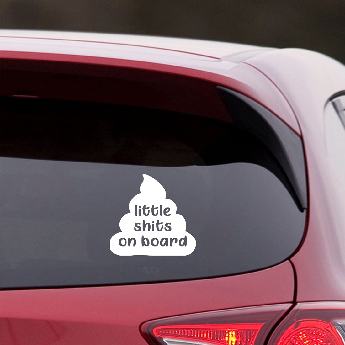Little Shits On Board (White) - Set of 2 Premium Waterproof Vinyl Decal Stickers for Laptop, Phone, Helmet, Car Window, Bumper, Mug, Cup, Door & Wall - Perfect for Funny Gifts, Office Humor & Home Decor