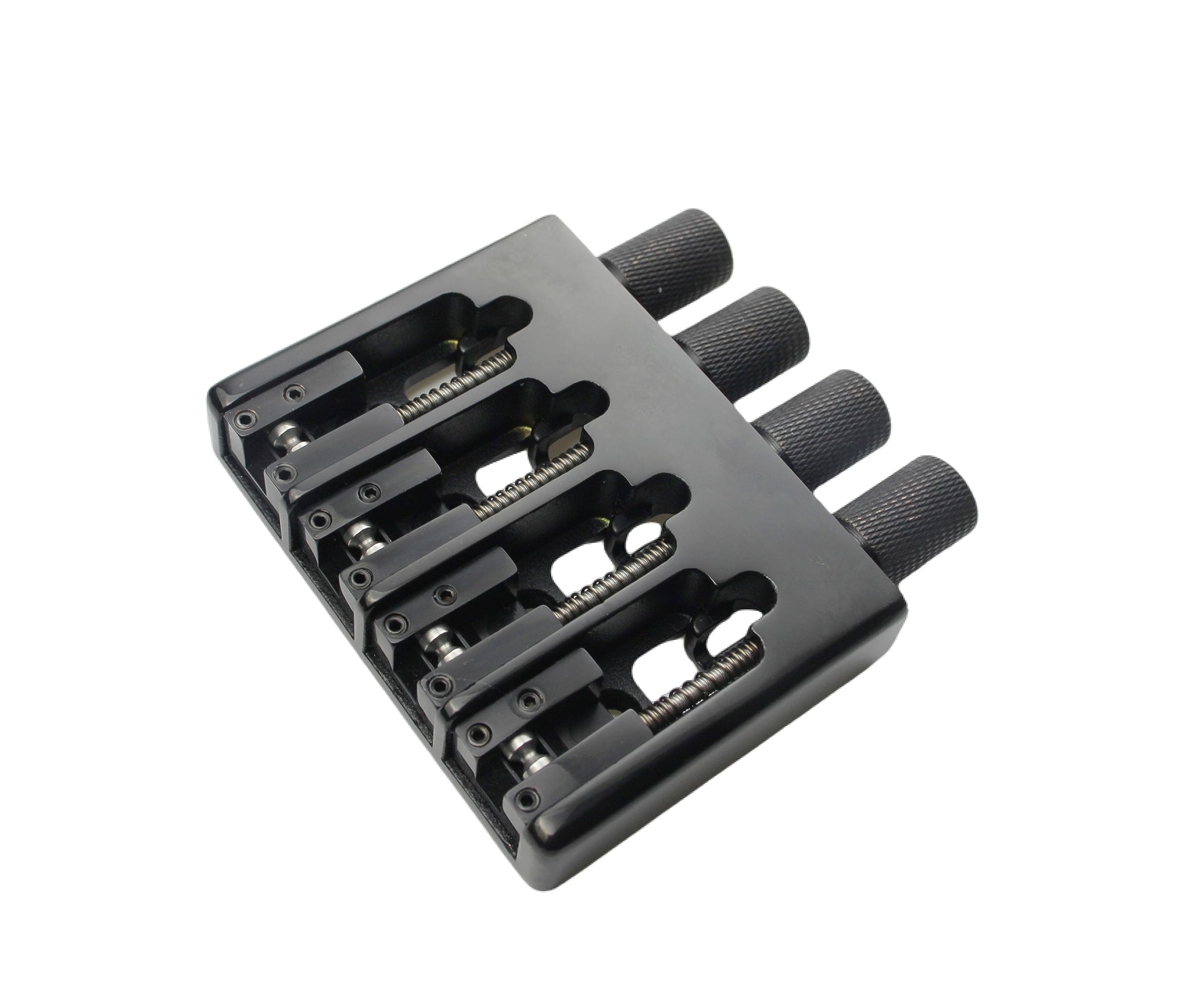 Guyker 4 String Headless Bass Bridge with Adjustable String Spacing - CNC Machined Black Bridge & String Lock (WB004) for Professional Bass Guitar Setup & Performance