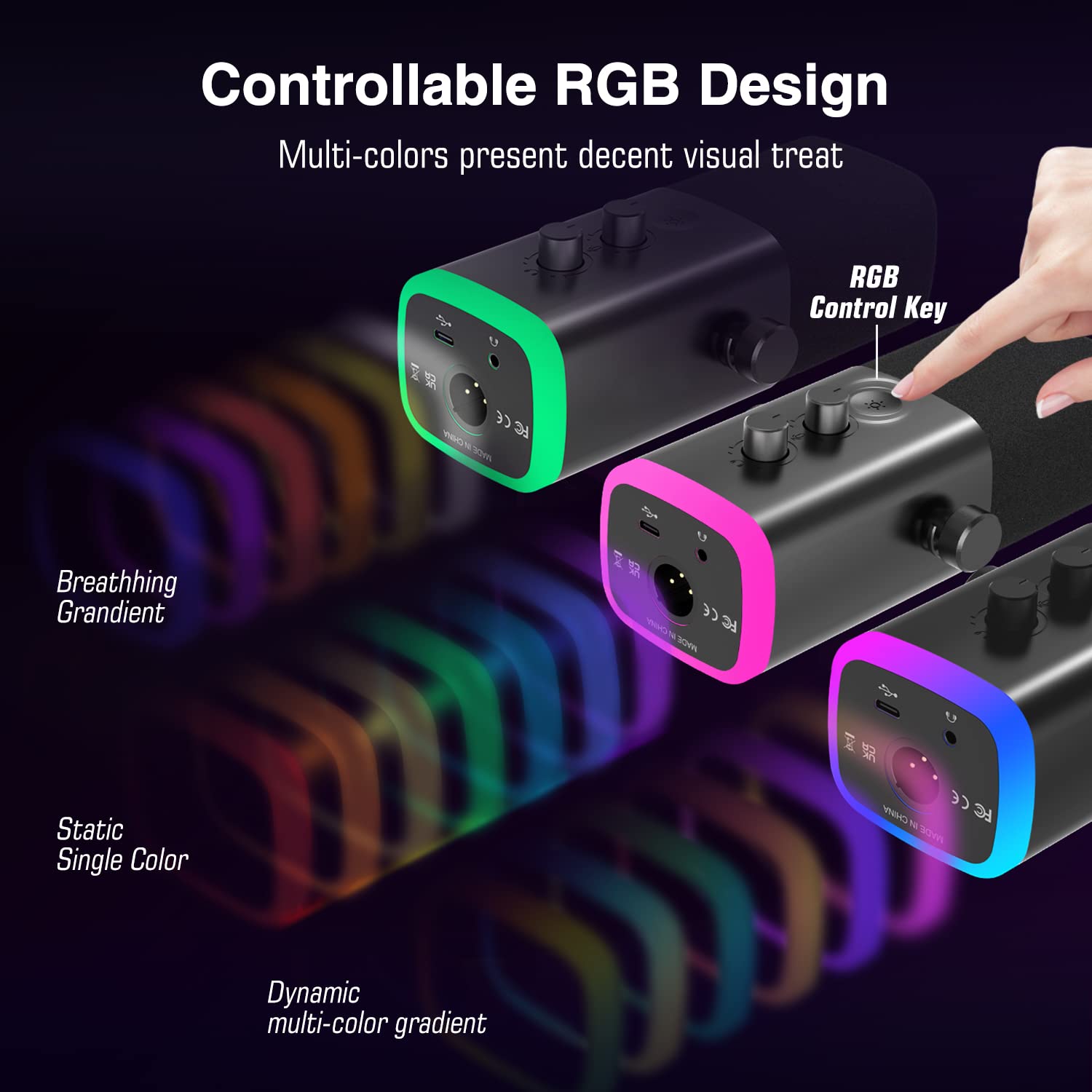 Fifine AM8 XLR/USB Dynamic Microphone for Podcasting, Gaming & Streaming - RGB Lighting, Mute Button, Headphone Jack & Desktop Stand - Perfect for YouTube, VoiceOver, Singing & PC Recording (Ideal for Home Studios, Twitch Streamers & Content Creators)