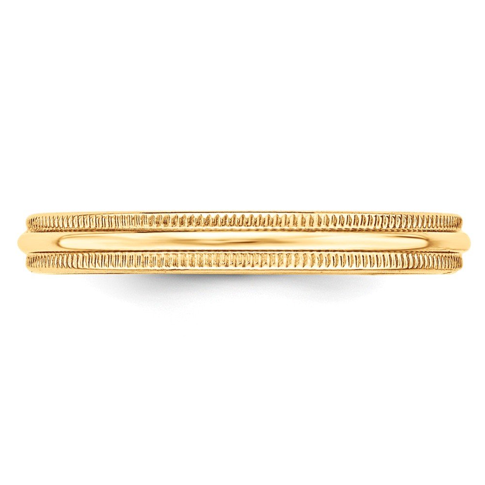 14K Yellow Gold 3mm Milgrain Dome Wedding Band Ring for Women - Classic Plain Wedding Ring for Brides, Engagement, Anniversary & Everyday Jewelry