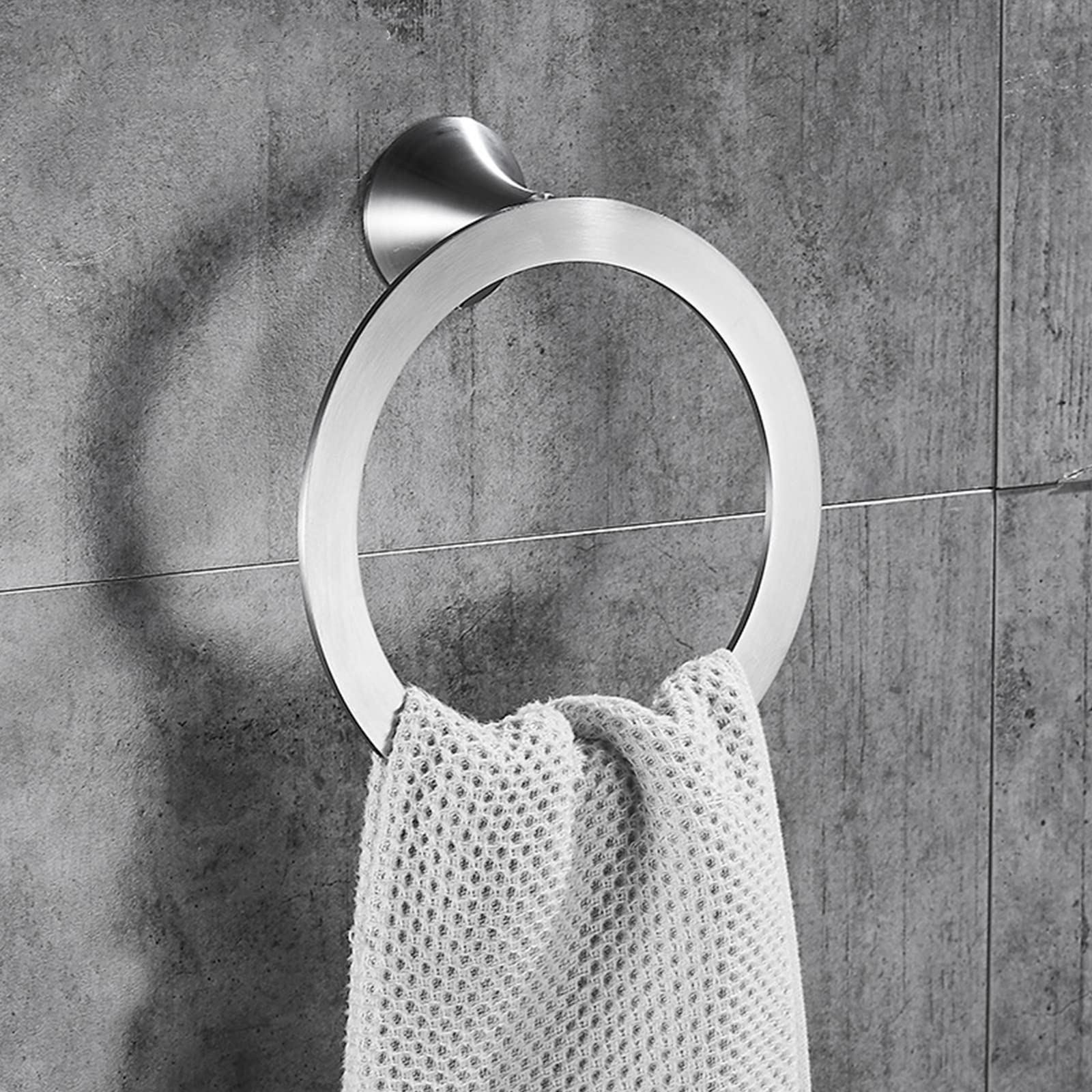 Brushed Nickel Bathroom Hardware Set - 4-Piece Wall Mounted Accessories (Toilet Paper Holder, Robe Hook, Towel Ring & Bar) - Durable 304 Stainless Steel - Perfect for Modern Bathroom Decor & Small Space Solutions