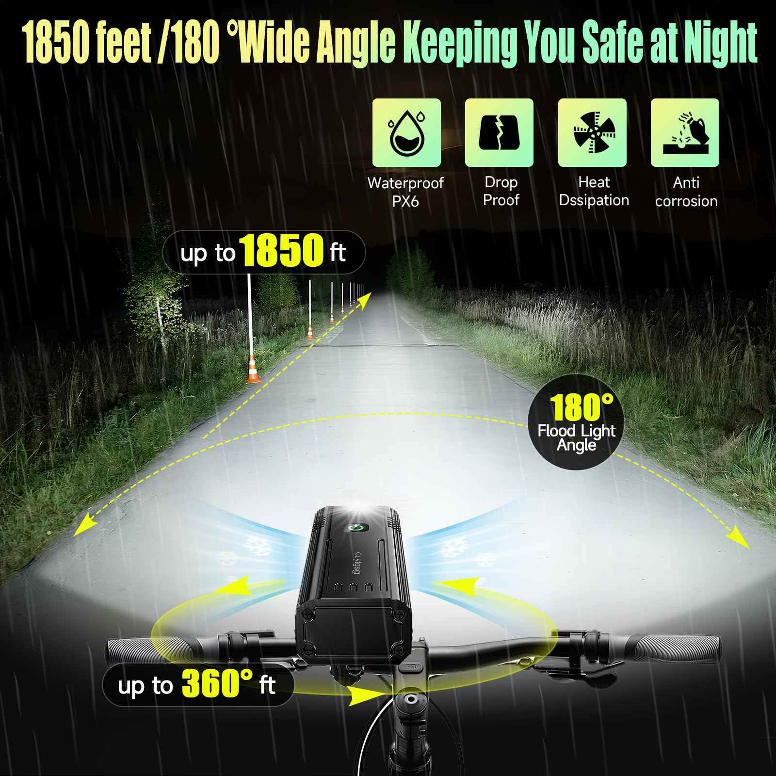 2025 Super Bright 9500 Lumens Bike Lights - 6 LED 360° Rotatable Bicycle Headlight with 10 Modes & USB Rechargeable | Waterproof, Long Runtime & Taillights for Night Riding, Cycling Safety & Outdoor Adventures