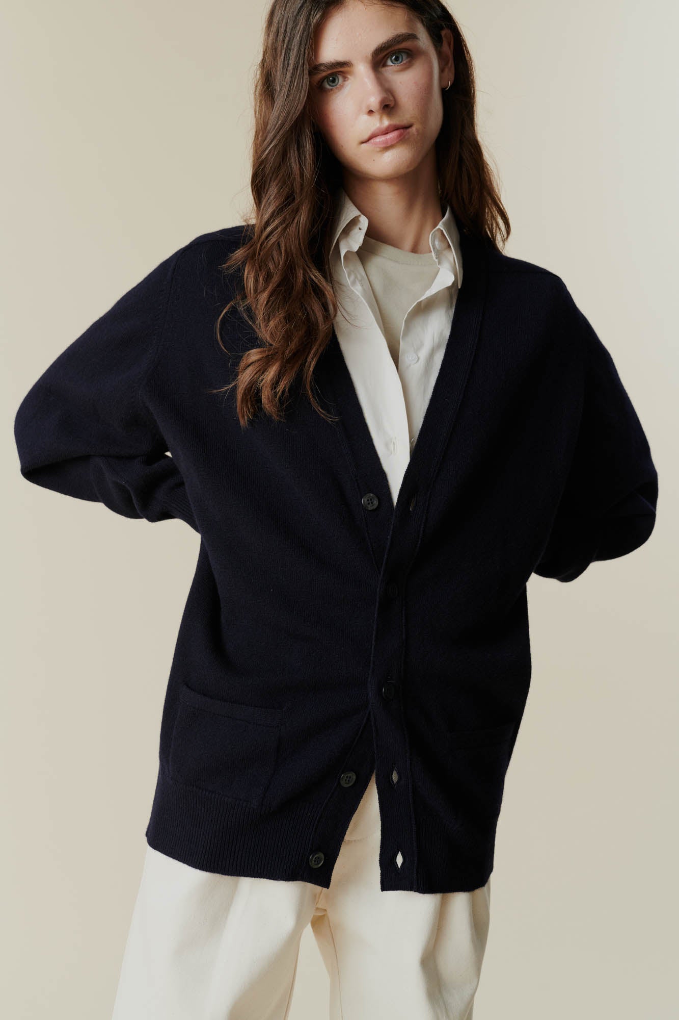 Women's Soft Lambswool Cardigan Sweater - Cozy Winter Knitwear for Casual & Office Wear - Black