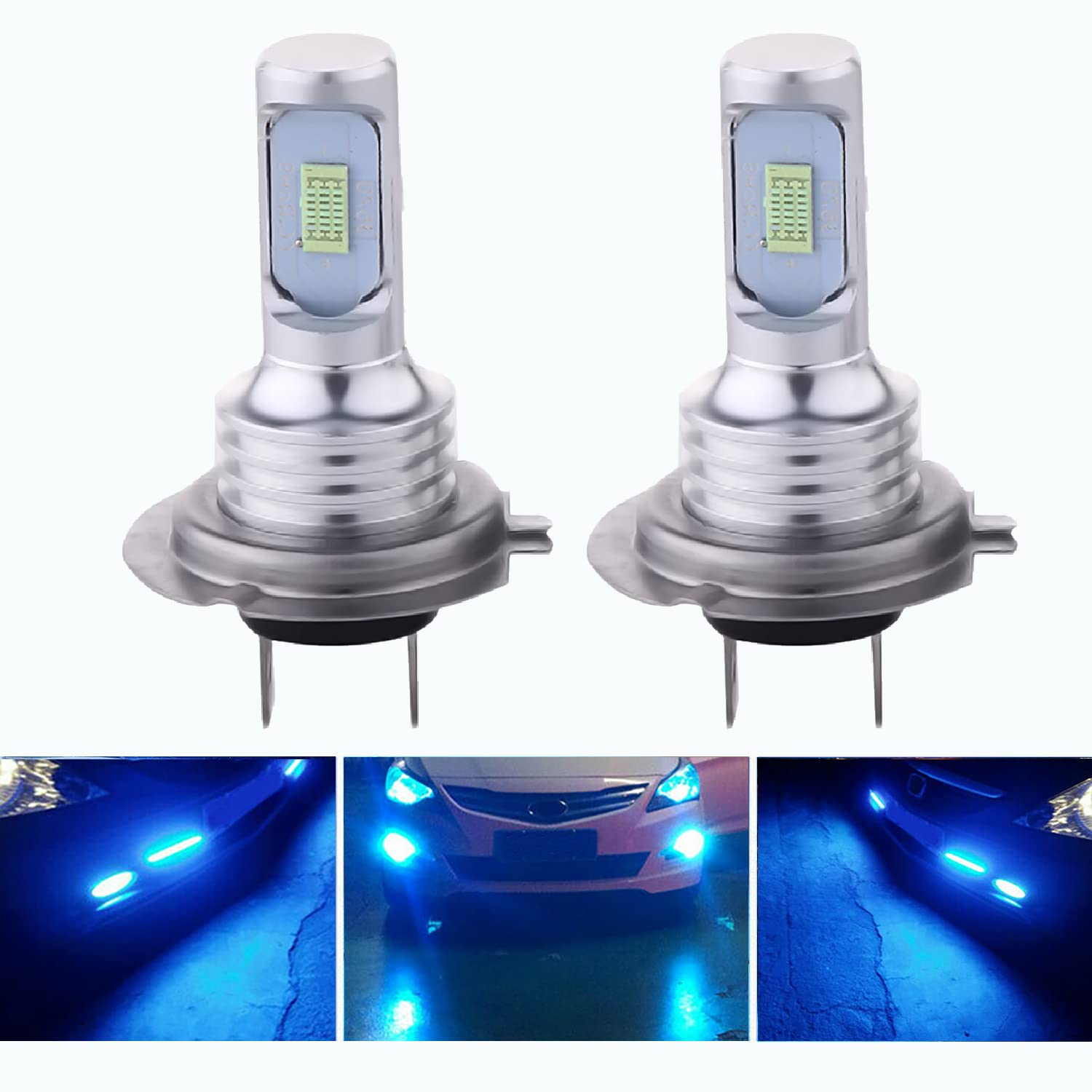 HOCOLO H7 LED Bulbs - Ice Blue DRL Fog Lights 8000K, High Brightness Daytime Running Lamps for Cars, Replace Halogen 3570 CSP Chips, Plug-N-Play Installation (Pack of 2) - Perfect for Enhanced Visibility in Foggy Conditions & Stylish Daytime Driving