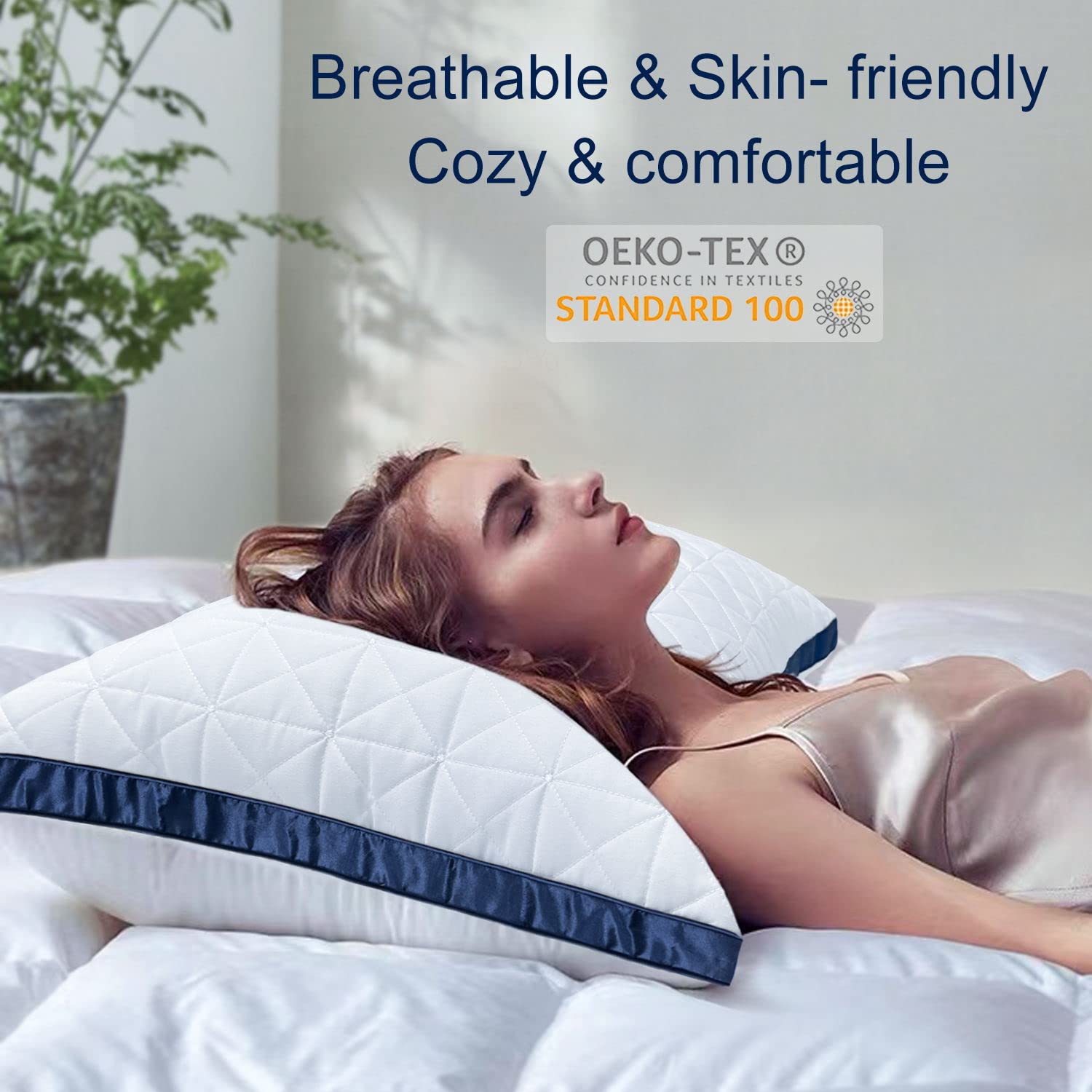 King Size Pillows Set of 2 - Cooling Hotel Luxury Bed Pillows for Sleeping, Breathable Down Alternative Gusseted Pillow for Side, Stomach & Back Sleepers | Perfect for Home, Travel & Guest Rooms